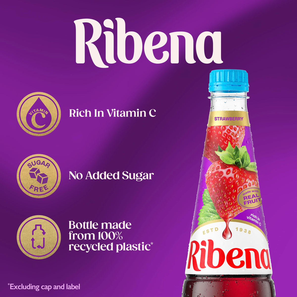 Ribena Blackcurrant Squash 1.5L – Real British Blackcurrants | Rich in Vitamin C | No Artificial Colours or Flavours | 100% Recycled Plastic Bottle