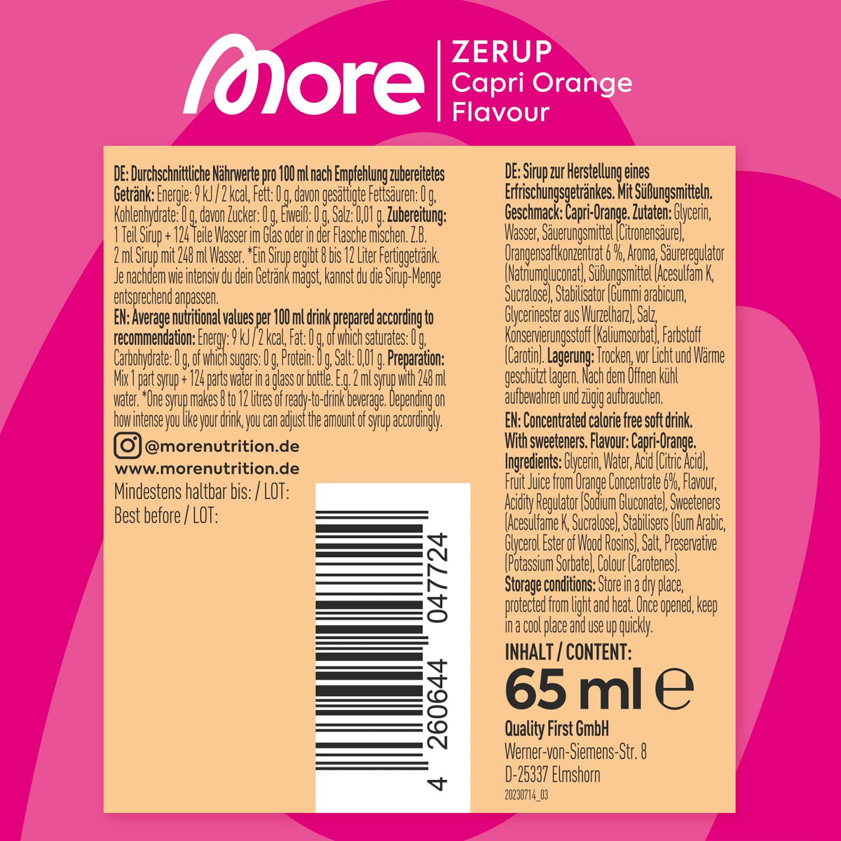 MORE Zerup, Zero Calorie Syrup with Real Fruit Extracts, Peach Iced Tea