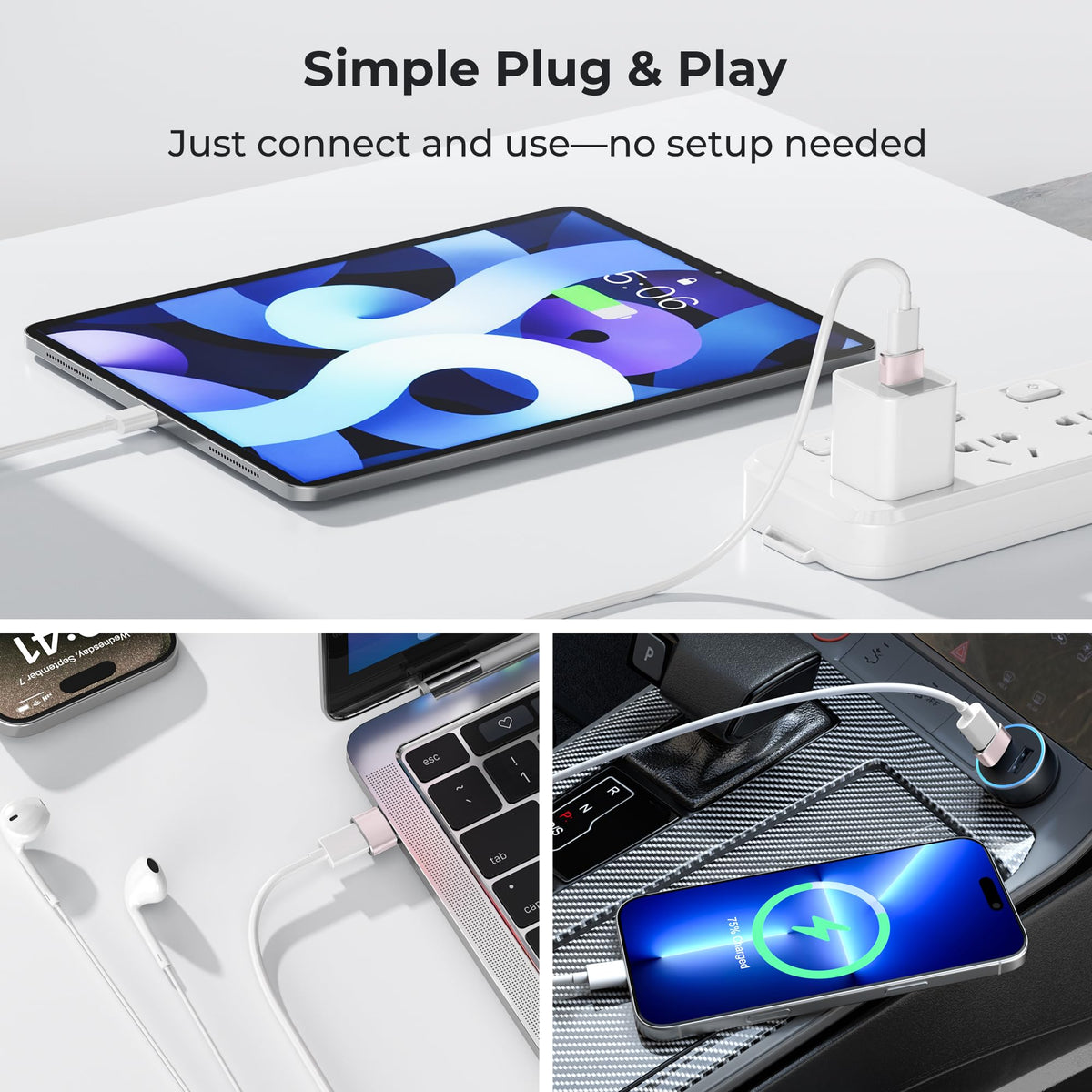BASESAILOR USB to USB C Adapter,USBC Female to USB A Male Adapter 3Pack