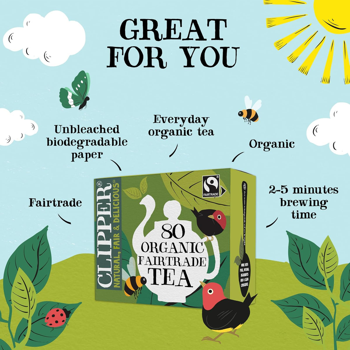 Clipper Organic Fairtrade Everyday Black Tea 1 x 80 Teabags