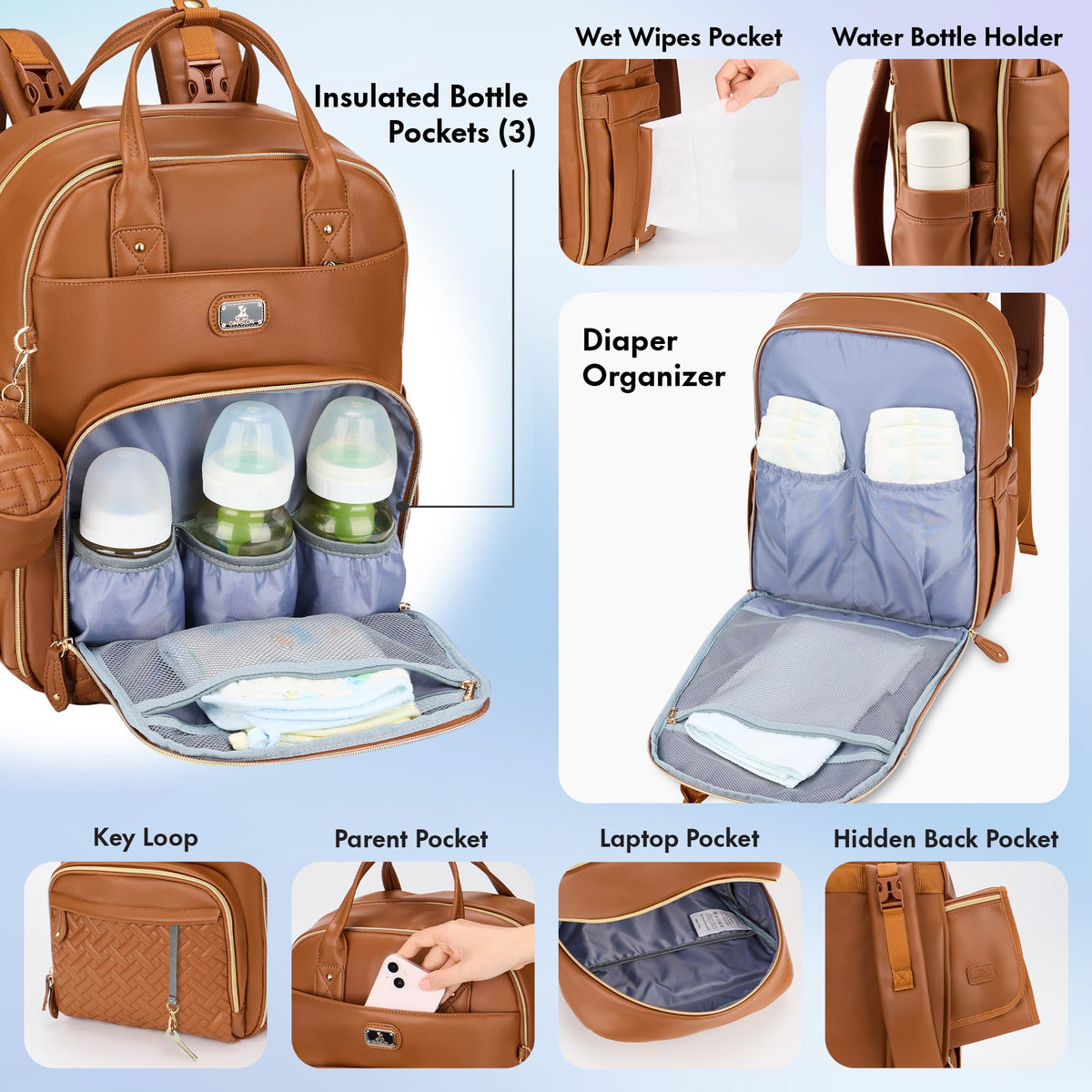 Dikaslon Baby Changing Bags Backpack, Large Baby Bag, 19 Pockets, Outdoors