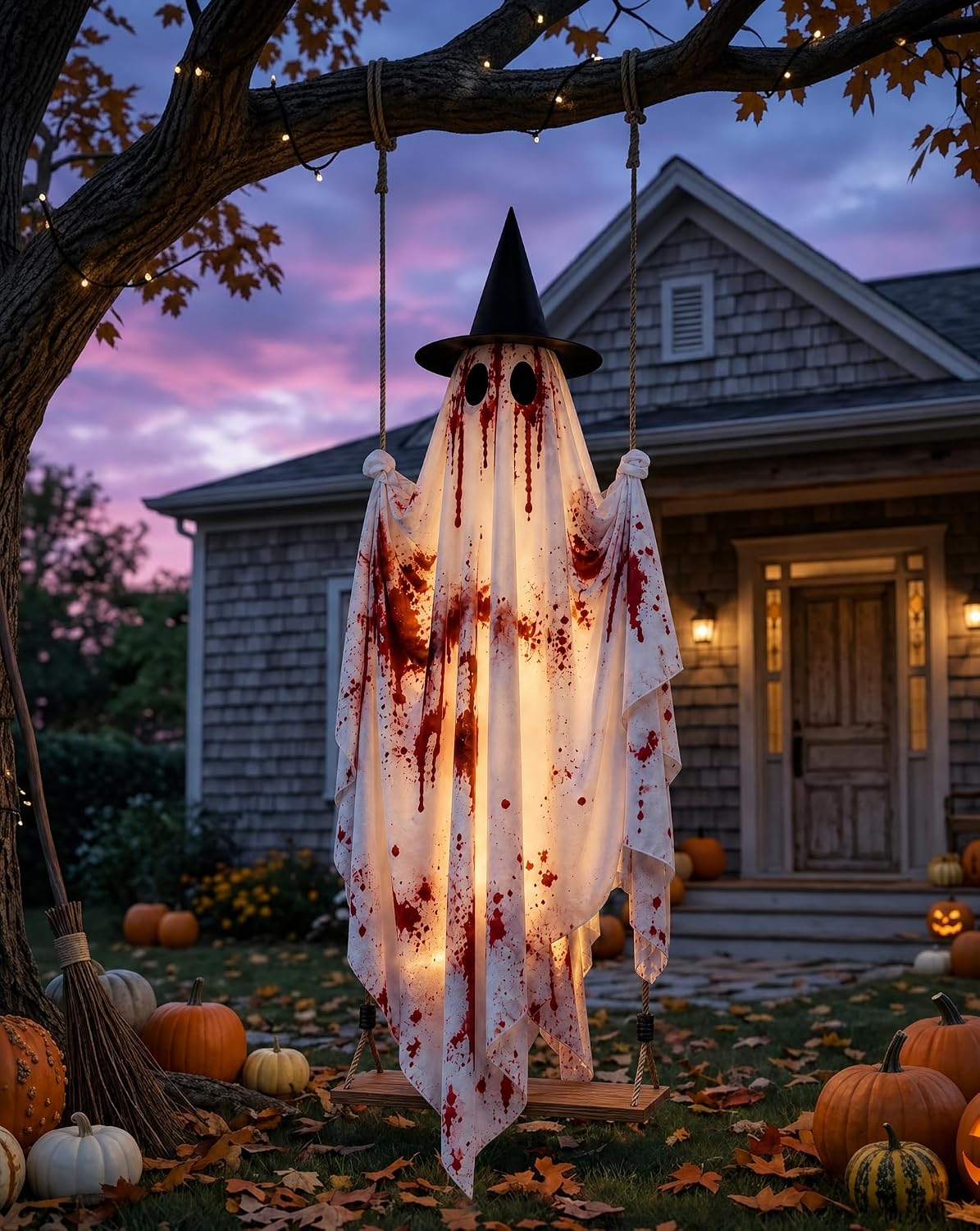 5 FT Hanging Swing Spooky Ghost Halloween Outdoor Decoration