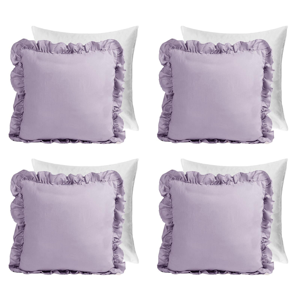 OHS Frill Cushion Covers Faux Linen Soft Square Pillowcases Home Decor Multipack