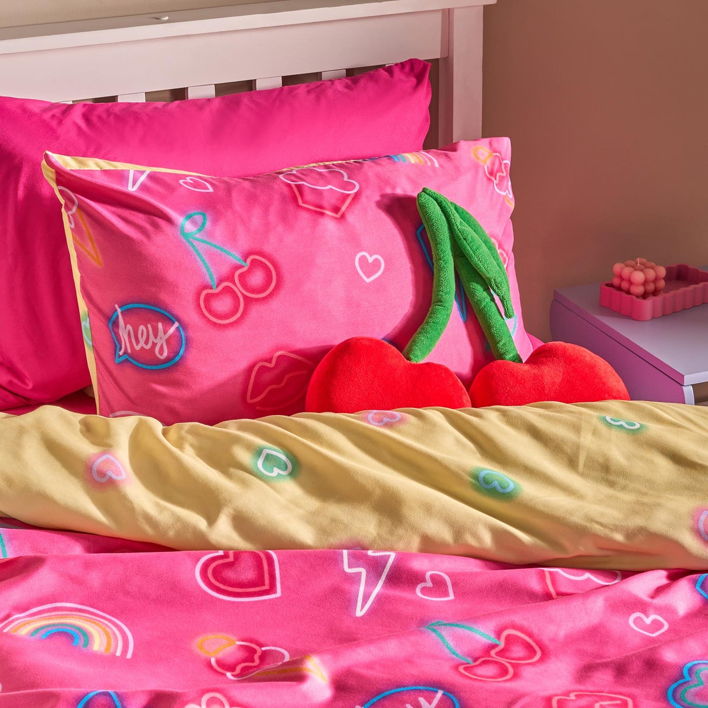 OHS Neon Lights Bedding Reversible Kids Duvet Cover Set with Pillowcase