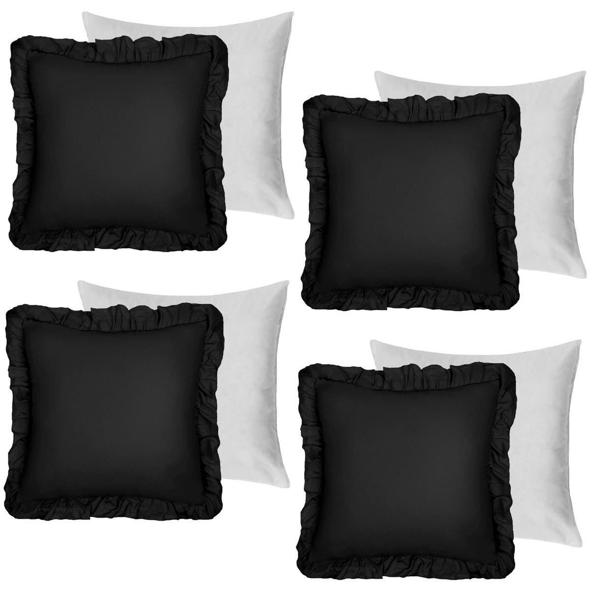 OHS Frill Cushion Covers Faux Linen Soft Square Pillowcases Home Decor Multipack