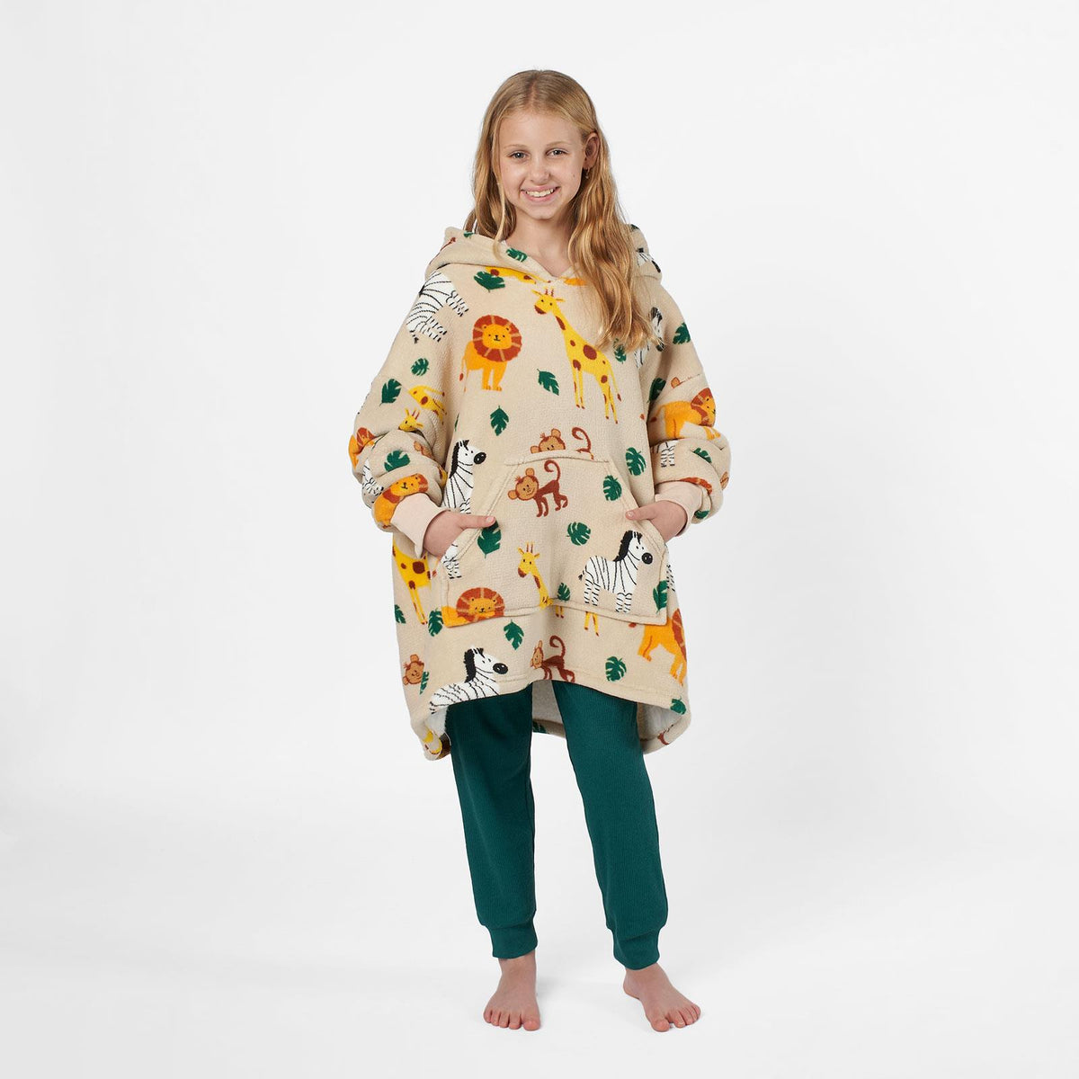 Kids Hoodie Blanket Oversized Sherpa Fleece Jumper Sweatshirt Soft Warm Throw