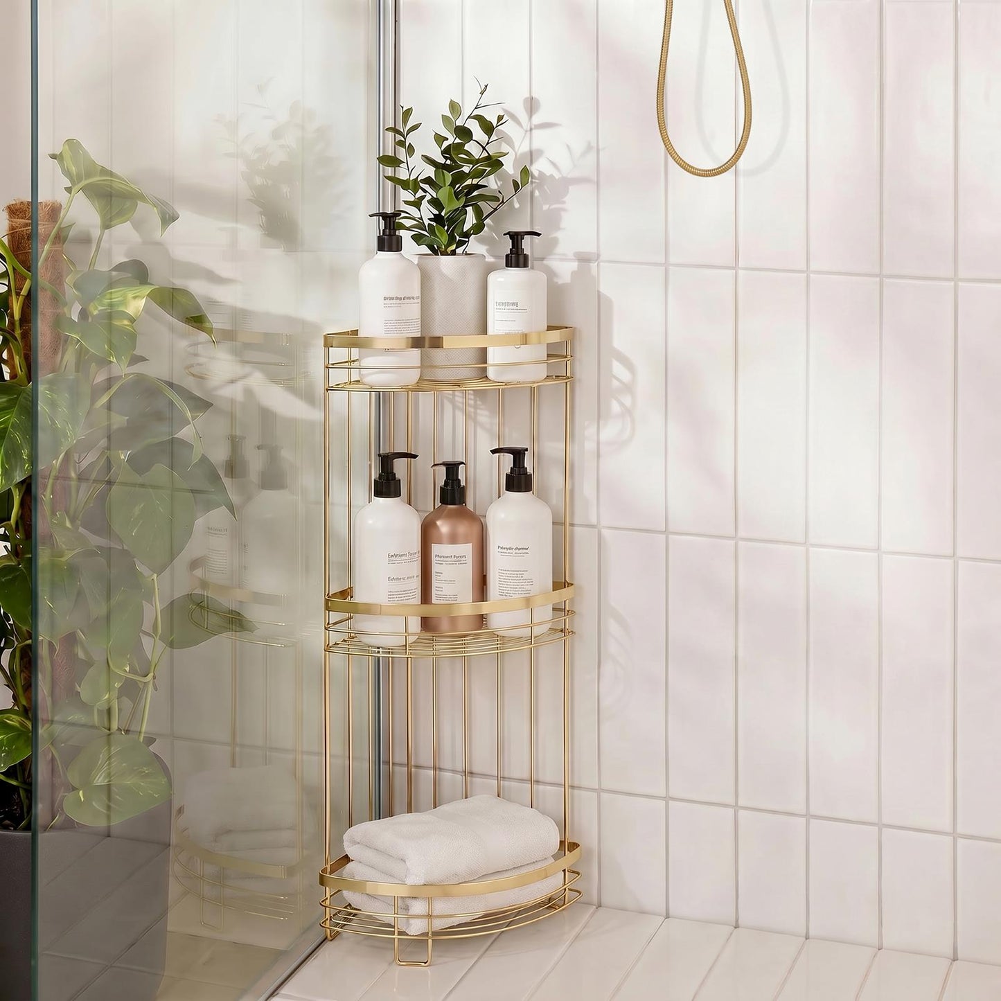 OHS 3 Tier Shower Caddy Bathroom Organiser Plastic Freestanding Corner Shelf