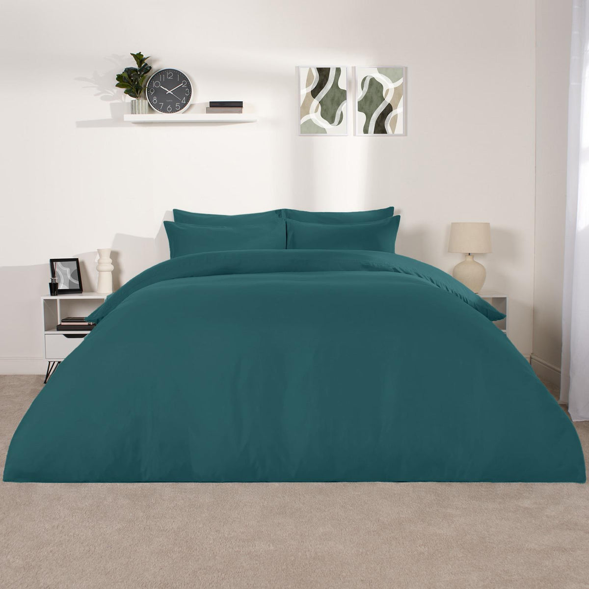 OHS Plain Duvet Cover & Pillowcase Reversible Bedding Set OR Fitted Sheet