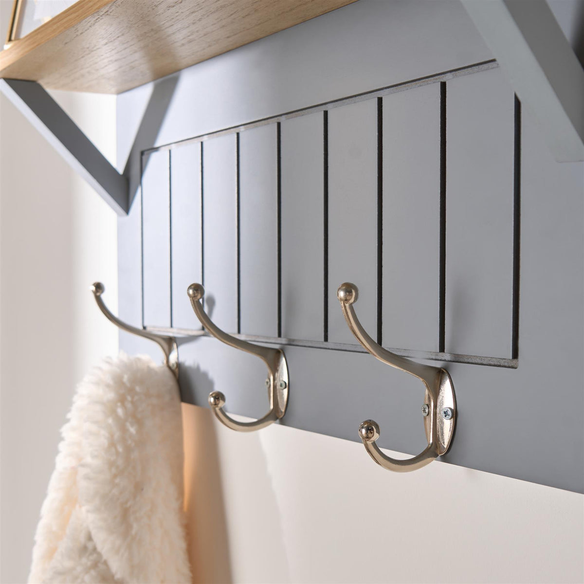 OHS Coat Rack Wall Mounted Shelf Engineered Wood Floating Display Unit