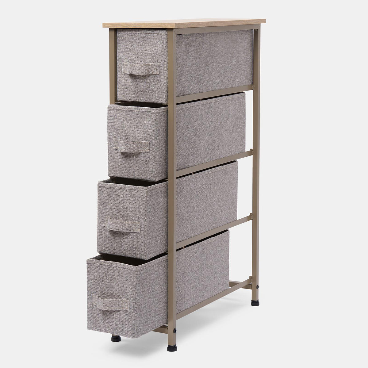 Narrow 4 Drawer Storage Cabinet Bedside Table Unit Clothes Home Fabric Organiser