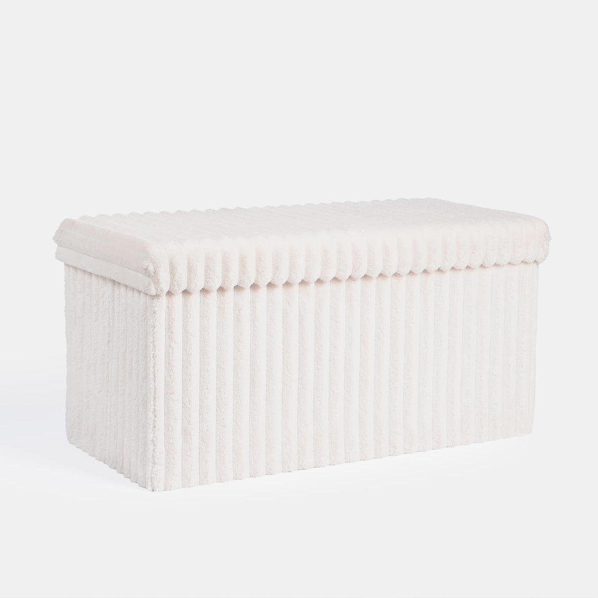 OHS Storage Box Lid Ottoman Folding Ribbed Fleece Footstool Tub Seat