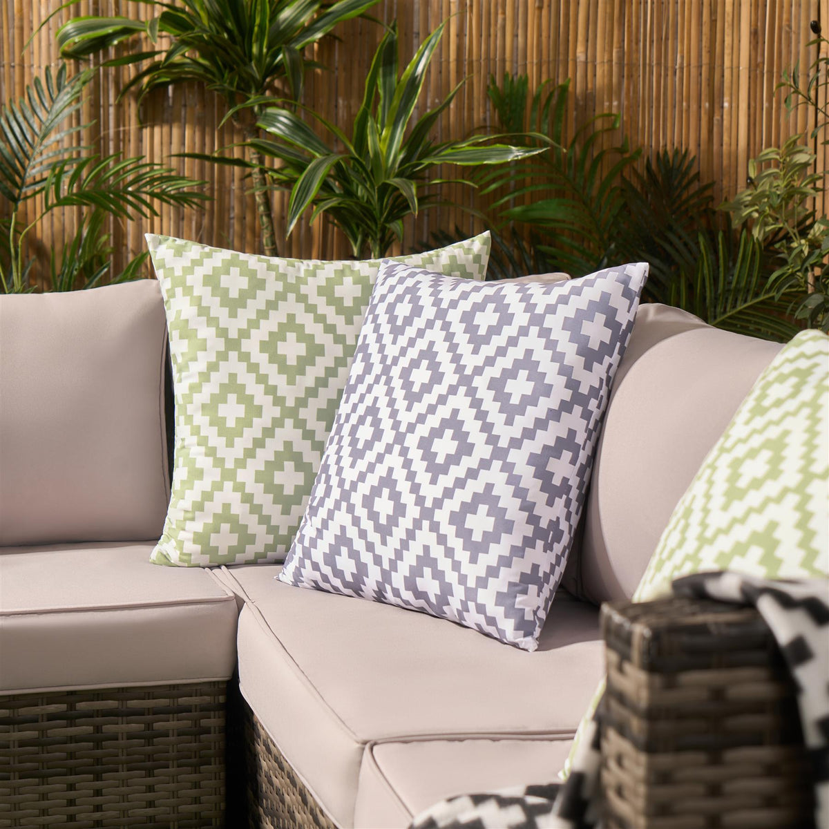 OHS Print Outdoor Cushion Covers Garden Water Resistant Filled Inserts Seat Set