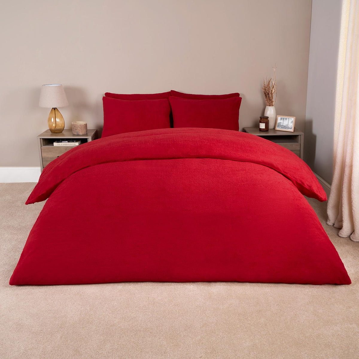 OHS Teddy Fleece Duvet Cover with Pillow Case Thermal Warm Bedding Set