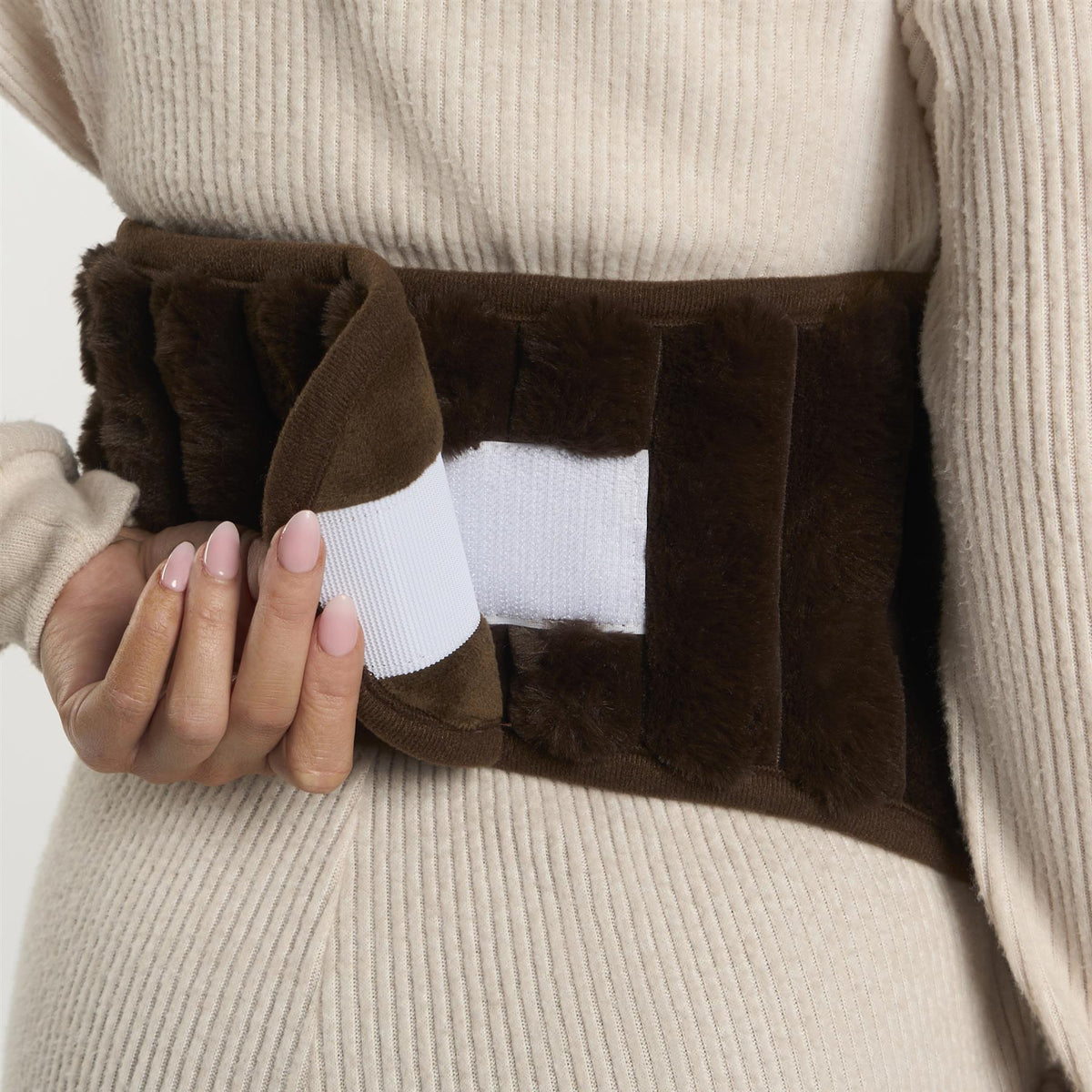 OHS Ribbed Heating Belt Adjustable Hot Water Bottle Body Wrap Back Pain Relief