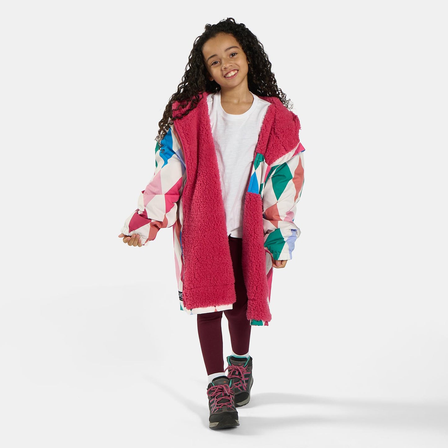 OHS Kids Drying Changing Robe Fun Print Sherpa Lined Water Resistant Long Coat
