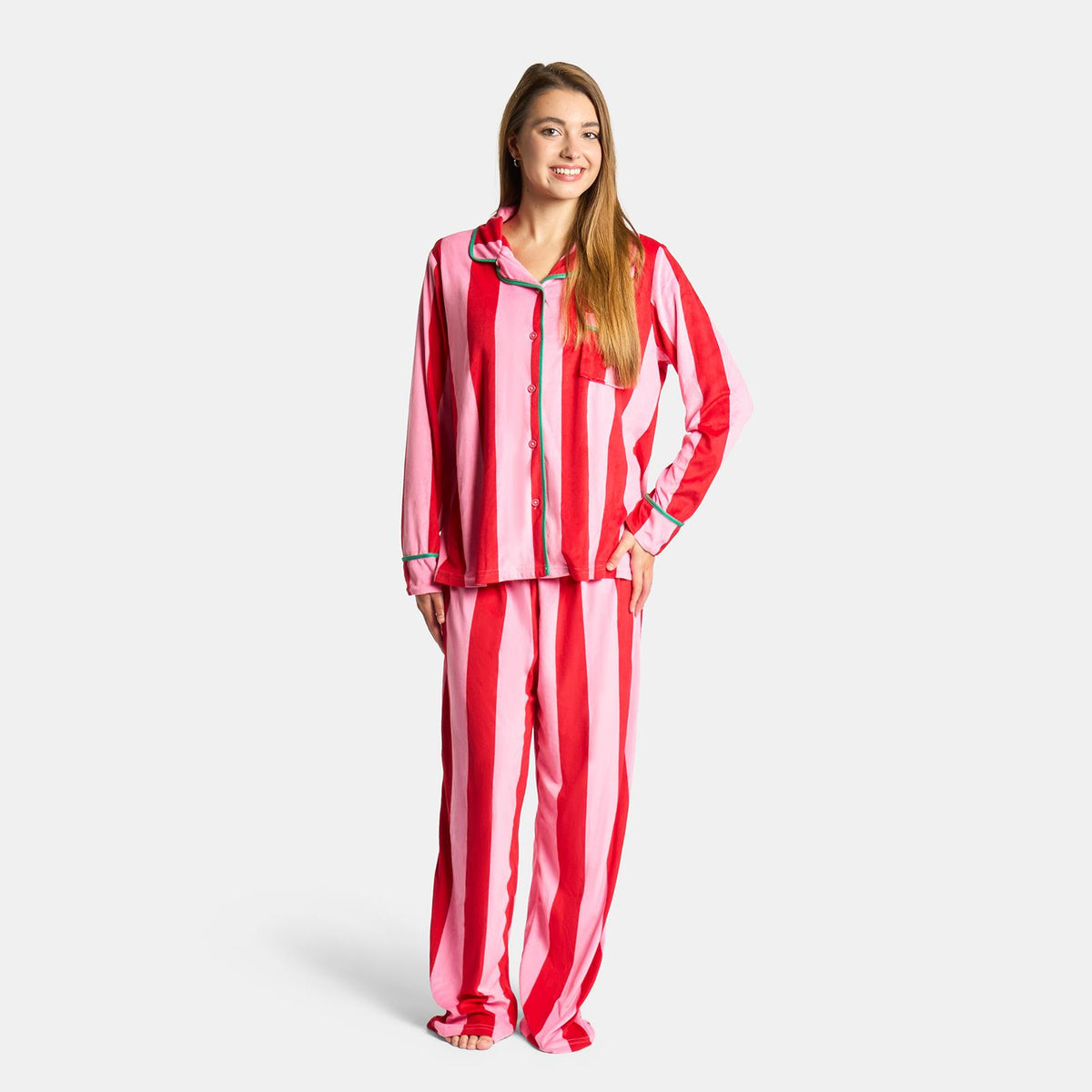 OHS Print Pyjama Set Button Through Soft Womens Kids Loungewear Nightwear