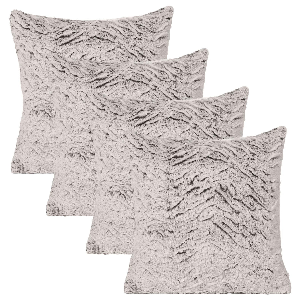 Cushion Covers Faux Fur Fleece Pack of 2/4 Filled Case Pad Two Tone Home Decor