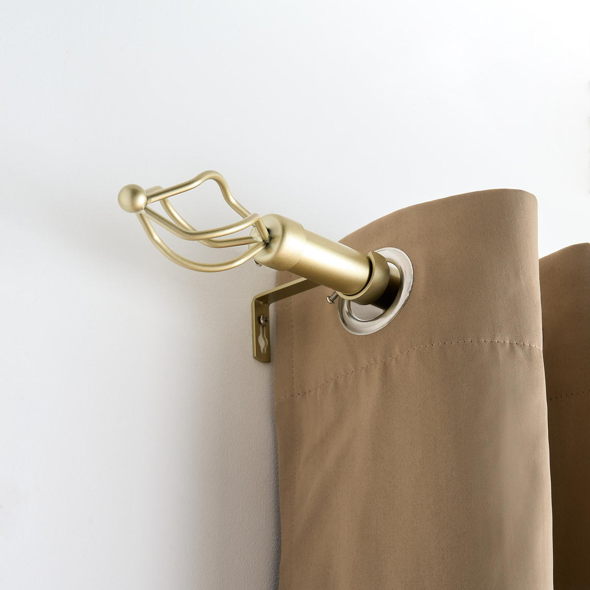 OHS 120-200cm Curtain Pole Extendable Metal 28mm Ball Trumpet Twist Finnials