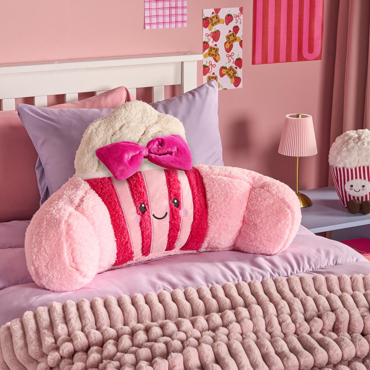 OHS Character Cuddle Cushion Soft Fleece Reading Pillow with Arms Bed Chair