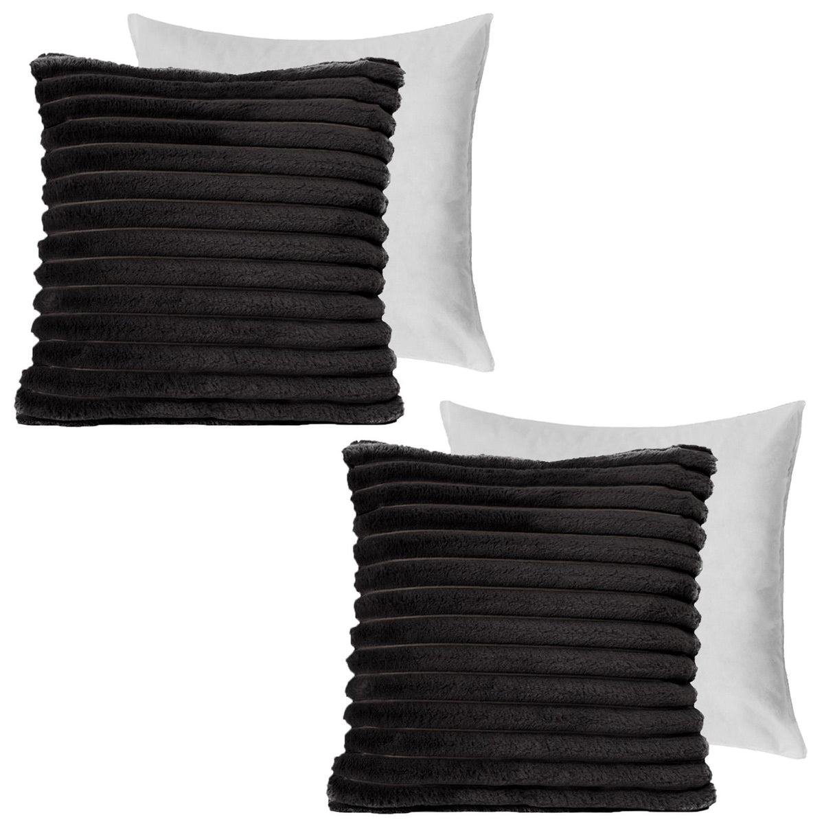 OHS Thick Rib Cushion Covers Faux Fur Soft Fleece Square Pillowcases Home Decor