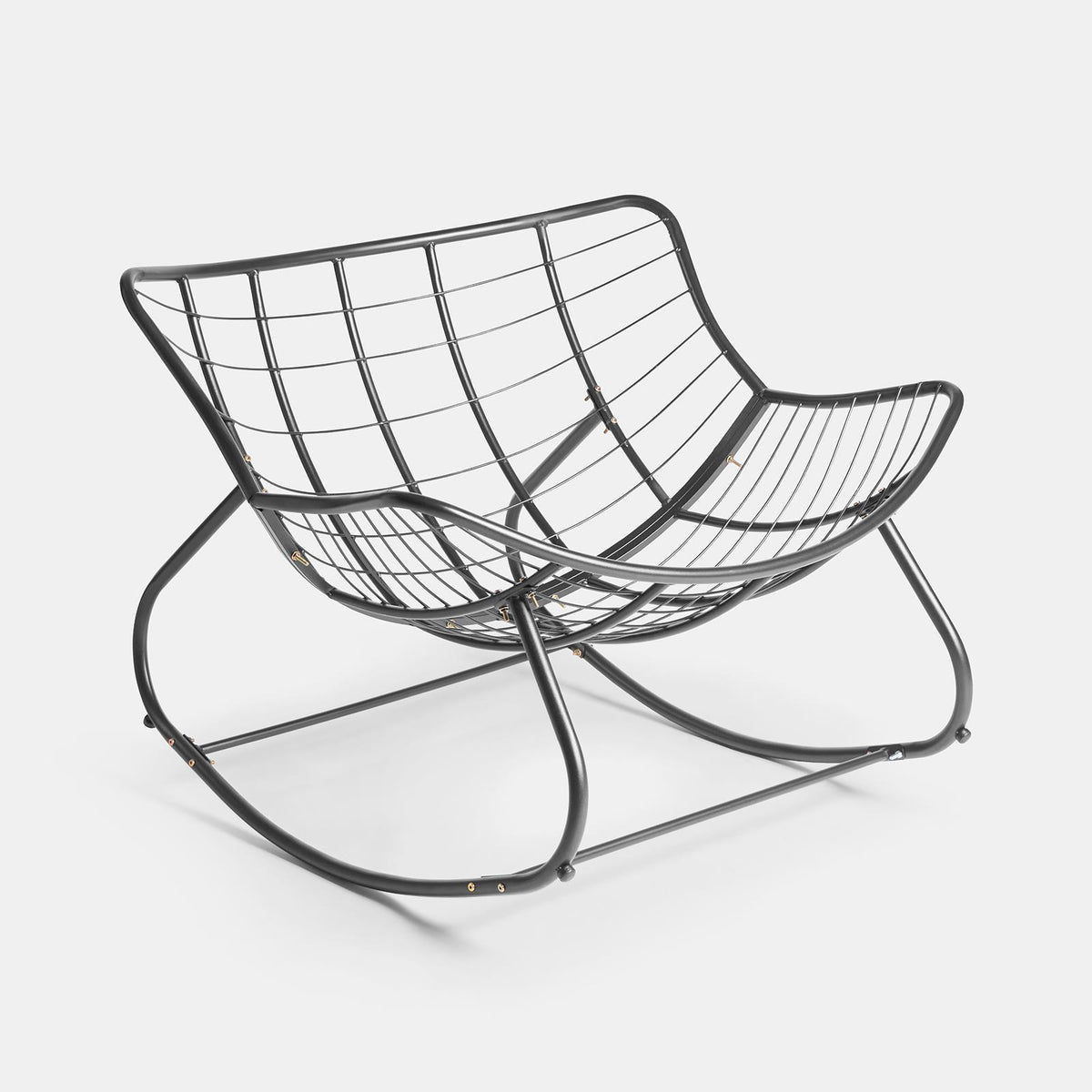 OHS Rocking Chair Ribbed or Smooth Faux Fur Upholstered Metal Frame Cushioned