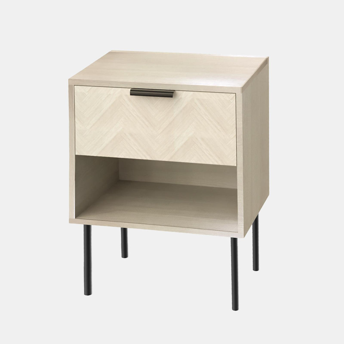 OHS Chevron Bedside Nightstand 1 Drawer Storage Unit Wooden End Table
