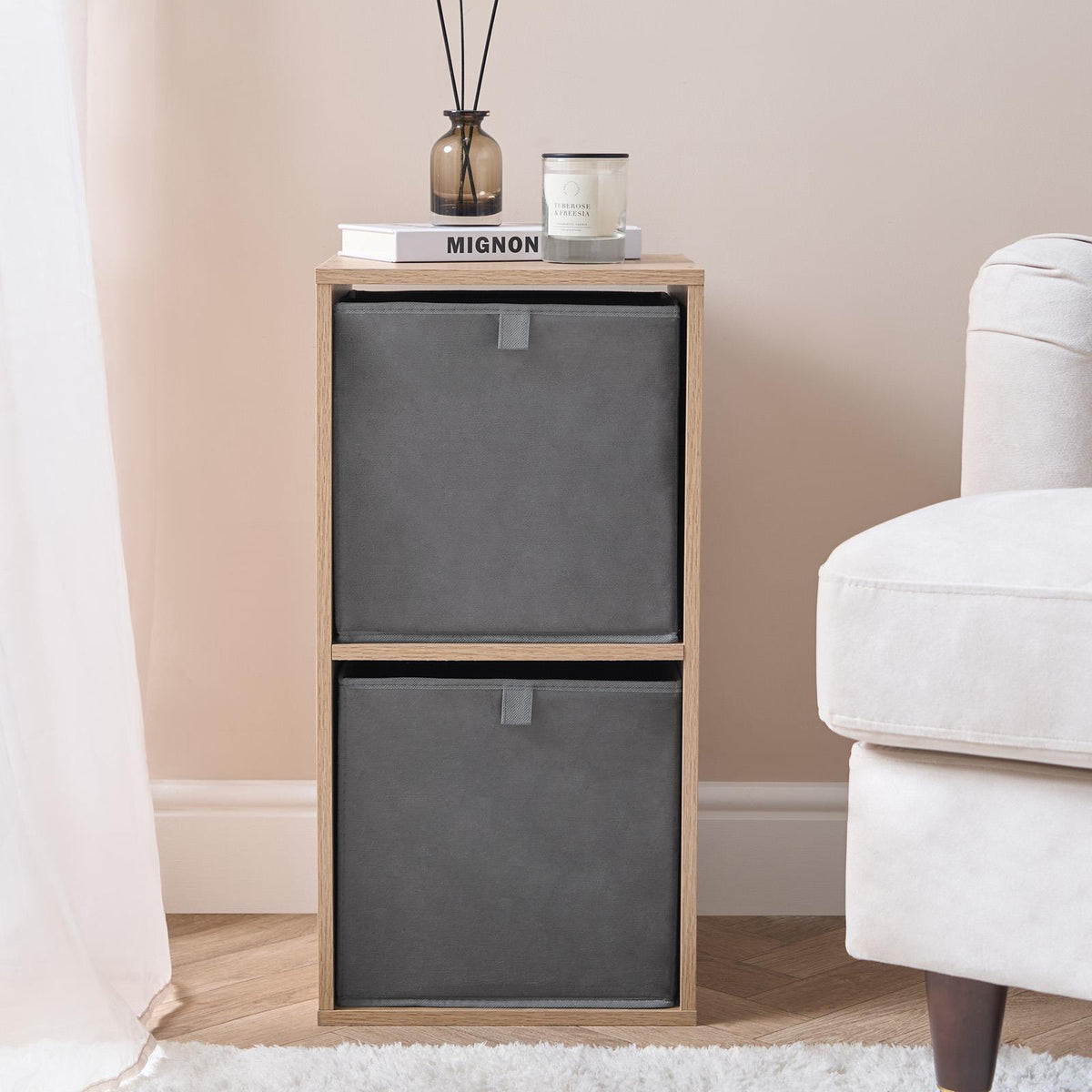 OHS Multi Pack of Matte Velvet Storage Boxes Stylish Foldable Set Square Cube
