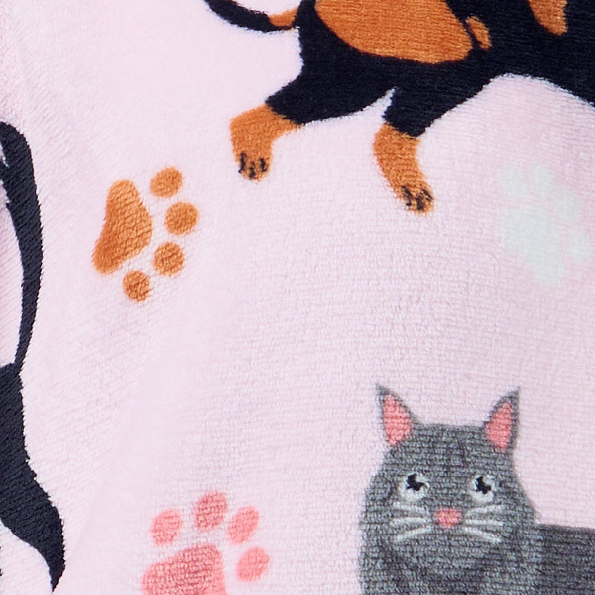 OHS Pet Print Loungewear Set Hoodie Blanket Sherpa Lined Fleece Winter Nightwear