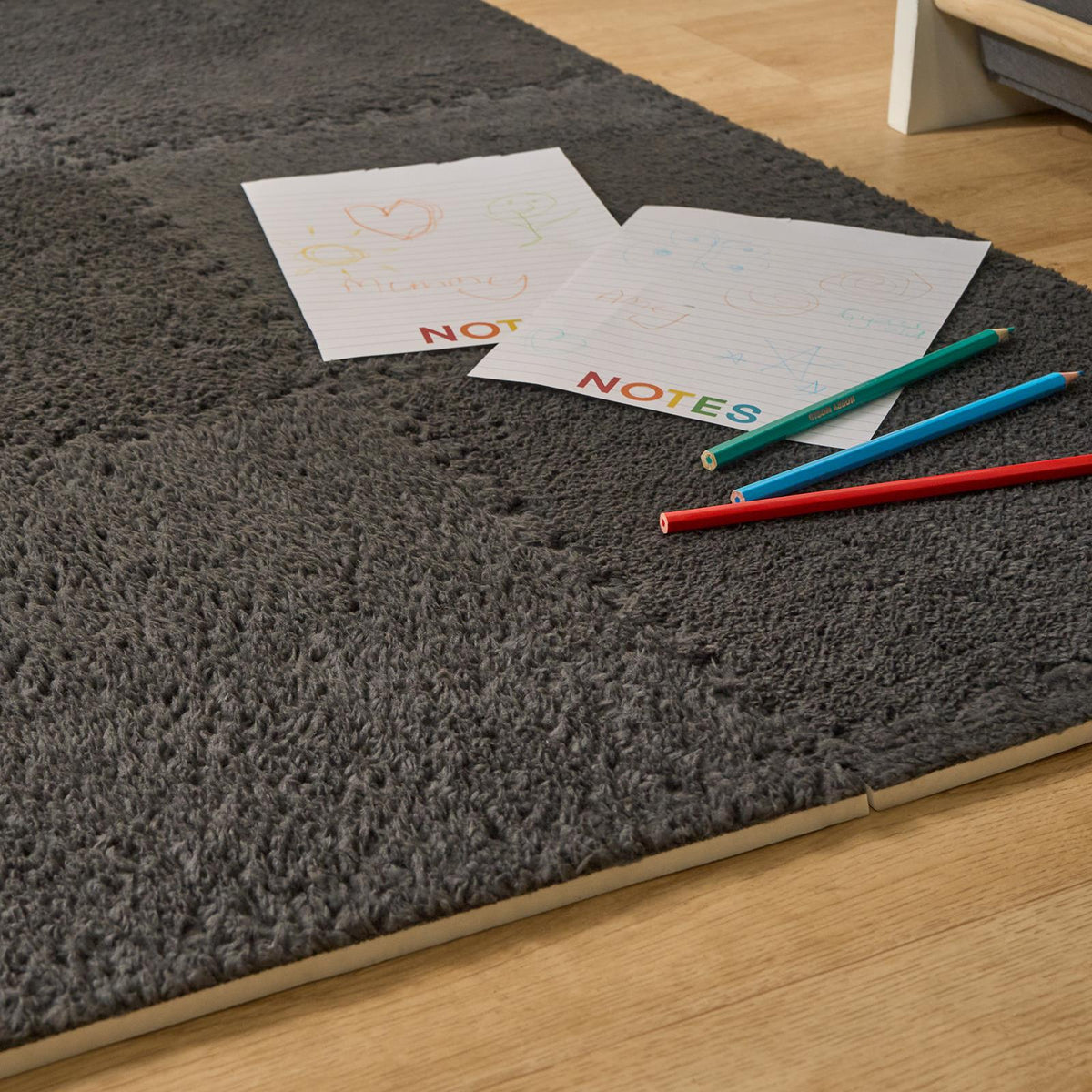 OHS Interlocking Foam Floor Tiles Teddy Fleece Soft Kids Play Mat Carpet Yoga