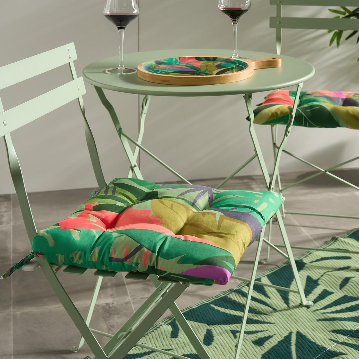 OHS Seat Pads 2 Water Resistant Outdoor Cushions Garden Chair Covers Ties