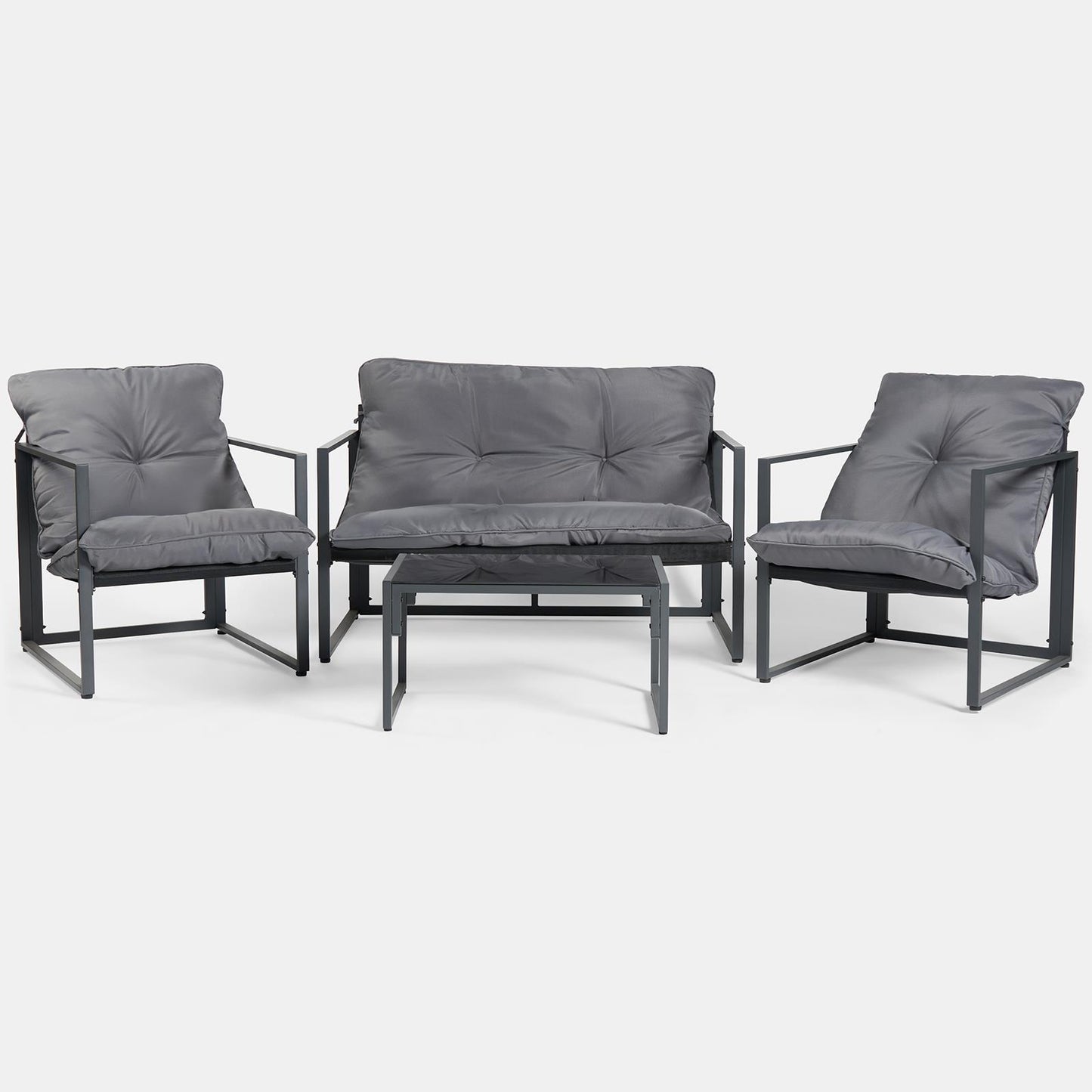 OHS Miami Table Chair Set 4PC Garden Patio Furniture Outdoor Metal Frame