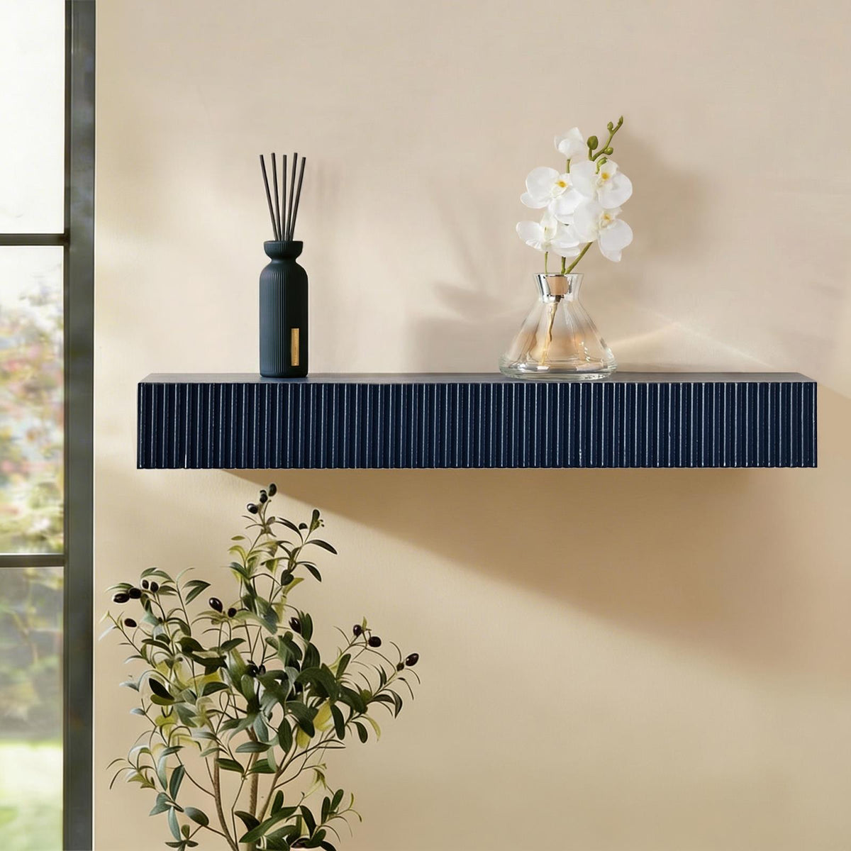 OHS Ribbed Floating Shelf Wall Storage Organiser Home Living Room Decor