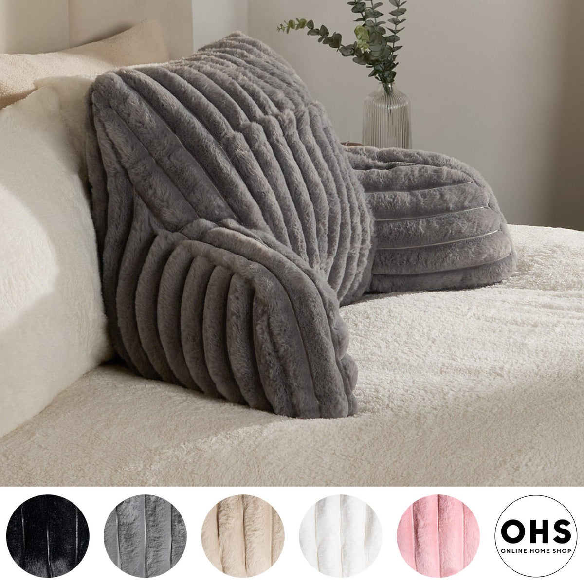OHS Reading Cuddle Cushion Fleece Heatable Pillow Arms Chair Back Support