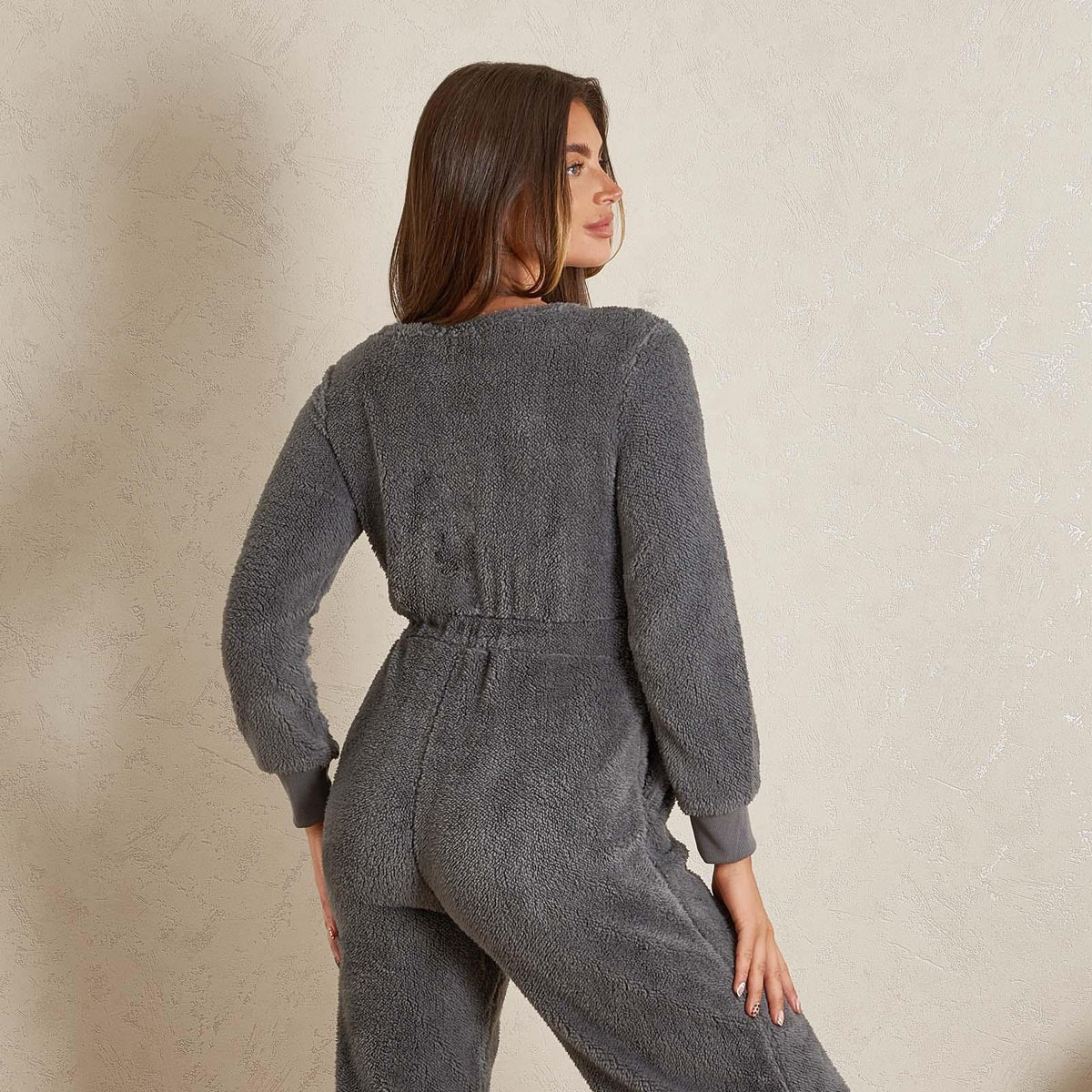 OHS Jumpsuit Teddy Fleece Long Elasticated Waist 1Onesie Warm Soft PJ Loungewear