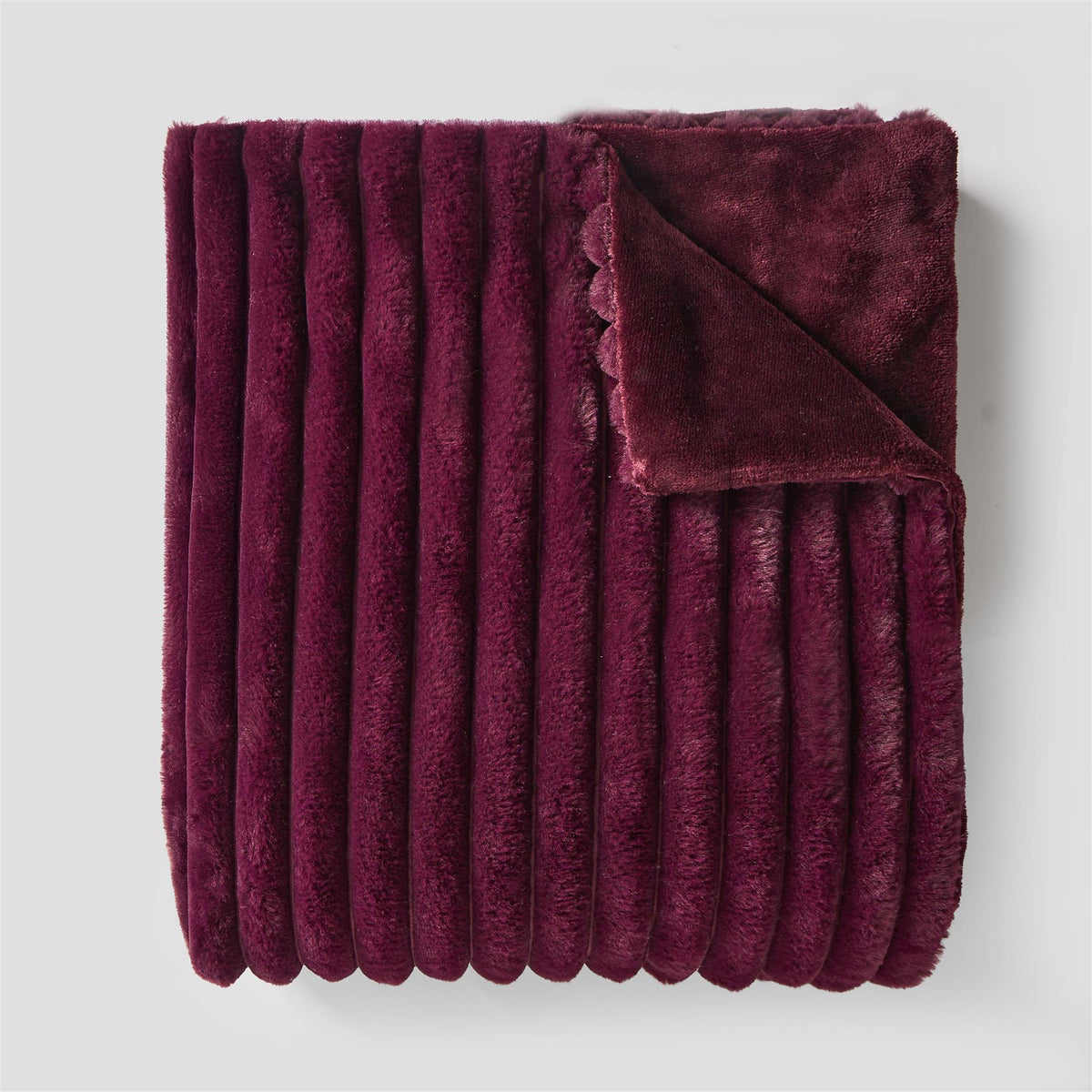 OHS Faux Fur Ribbed Fleece Throw Over Bed Blanket Warm Supersoft