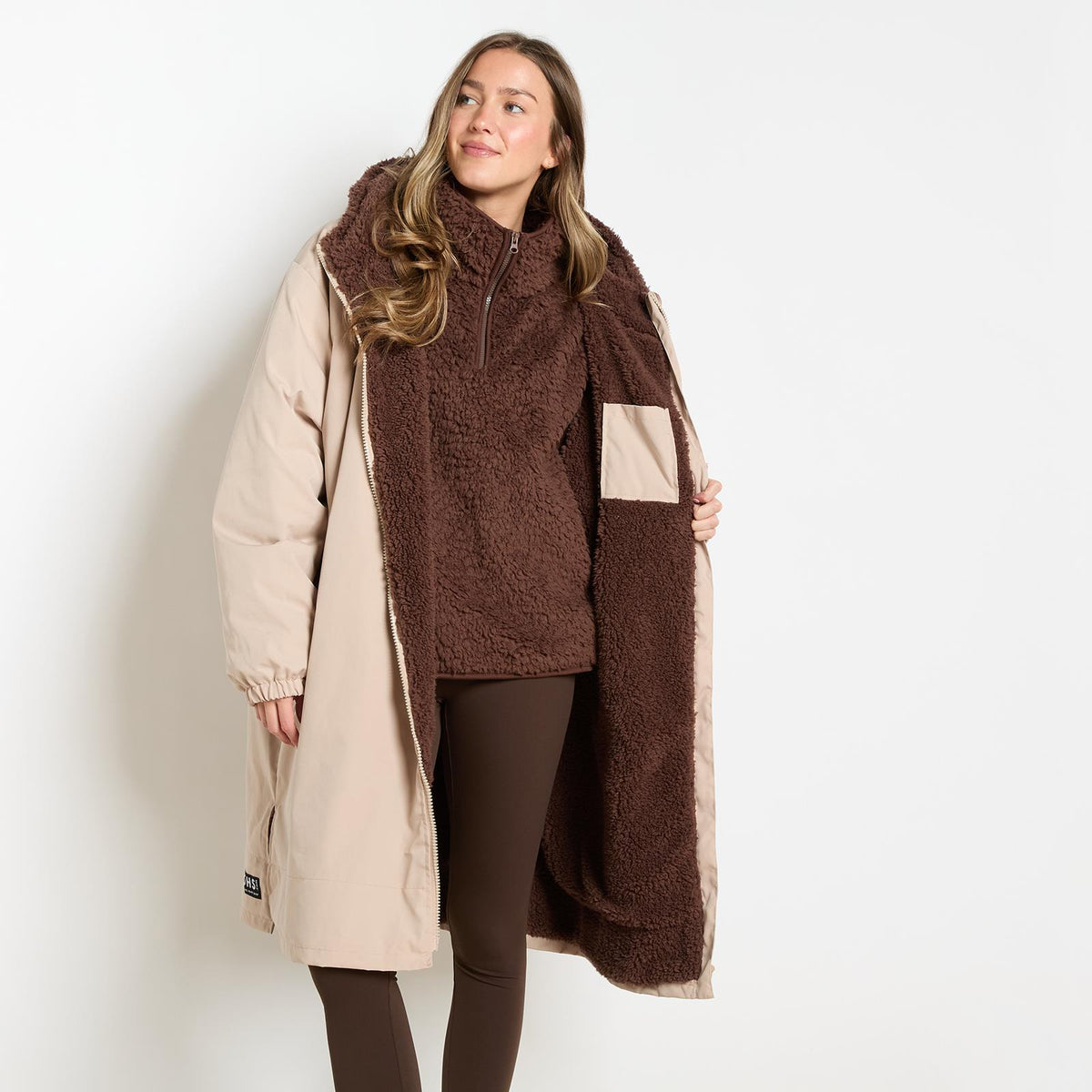 OHS Drying Changing Robe Sherpa Lined Water Resistant Oversize Coat Adults Kids