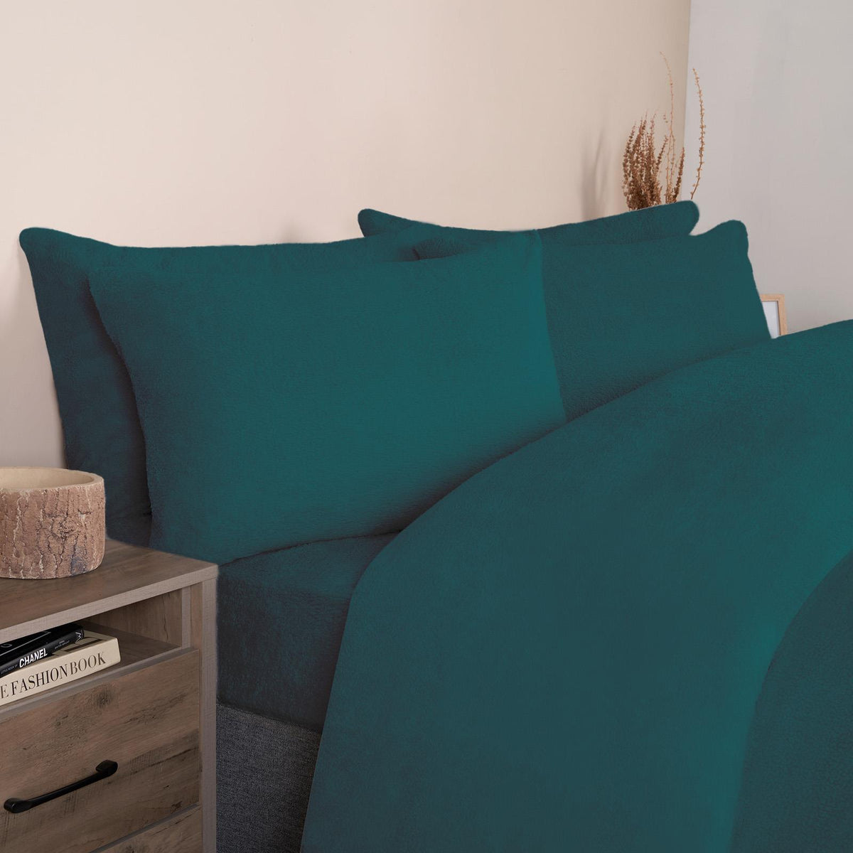 OHS Teddy Fleece Duvet Cover with Pillow Case Thermal Warm Bedding Set