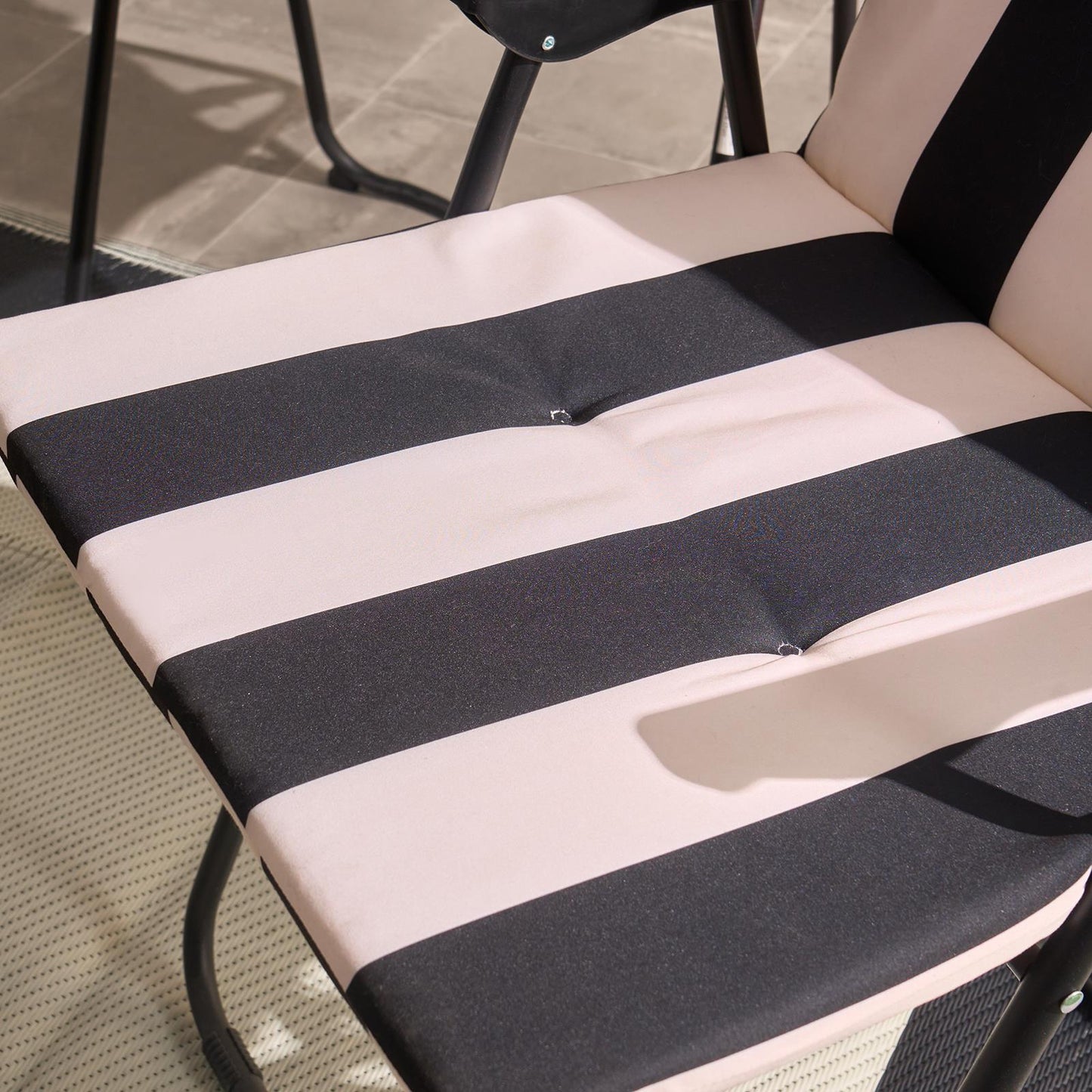 OHS Garden Seat Pad 2 Pack Stripe High Back Filled Chair Cushion Outdoor Indoor