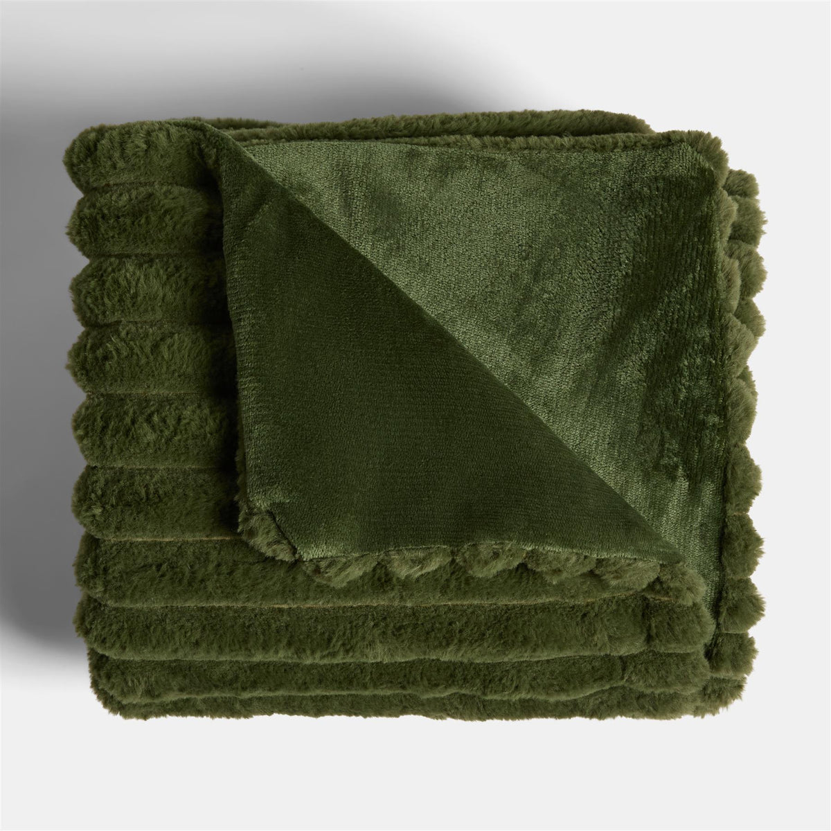 OHS Faux Fur Ribbed Fleece Throw Over Bed Blanket Warm Supersoft
