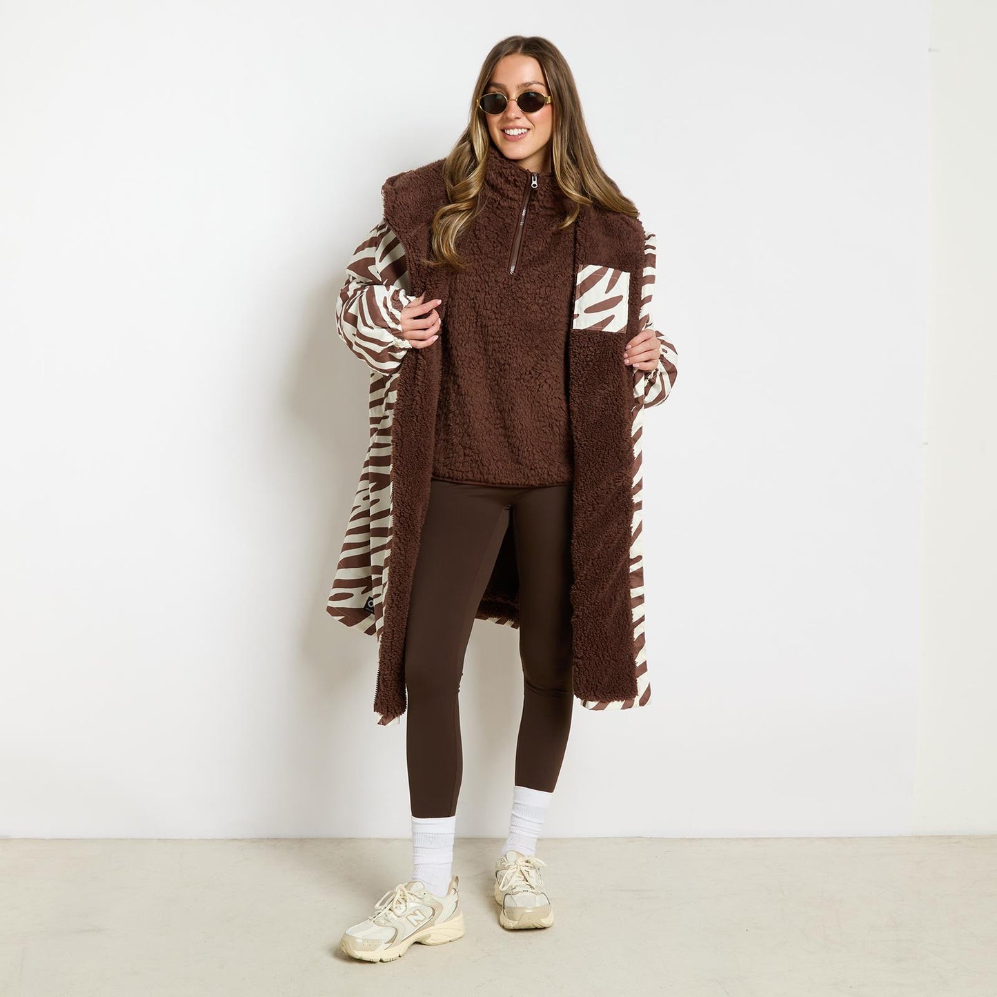 OHS Coat Drying Robe Animal Print Sherpa Lined Water Resistant Oversized