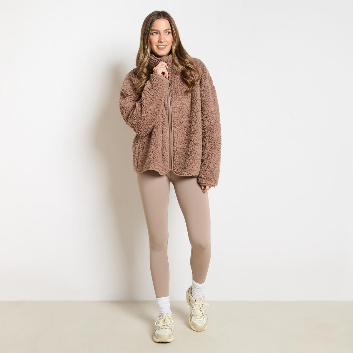 OHS Teddy Fleece Jacket Coat Soft Plush Unisex Warm Outerwear Full Zipper