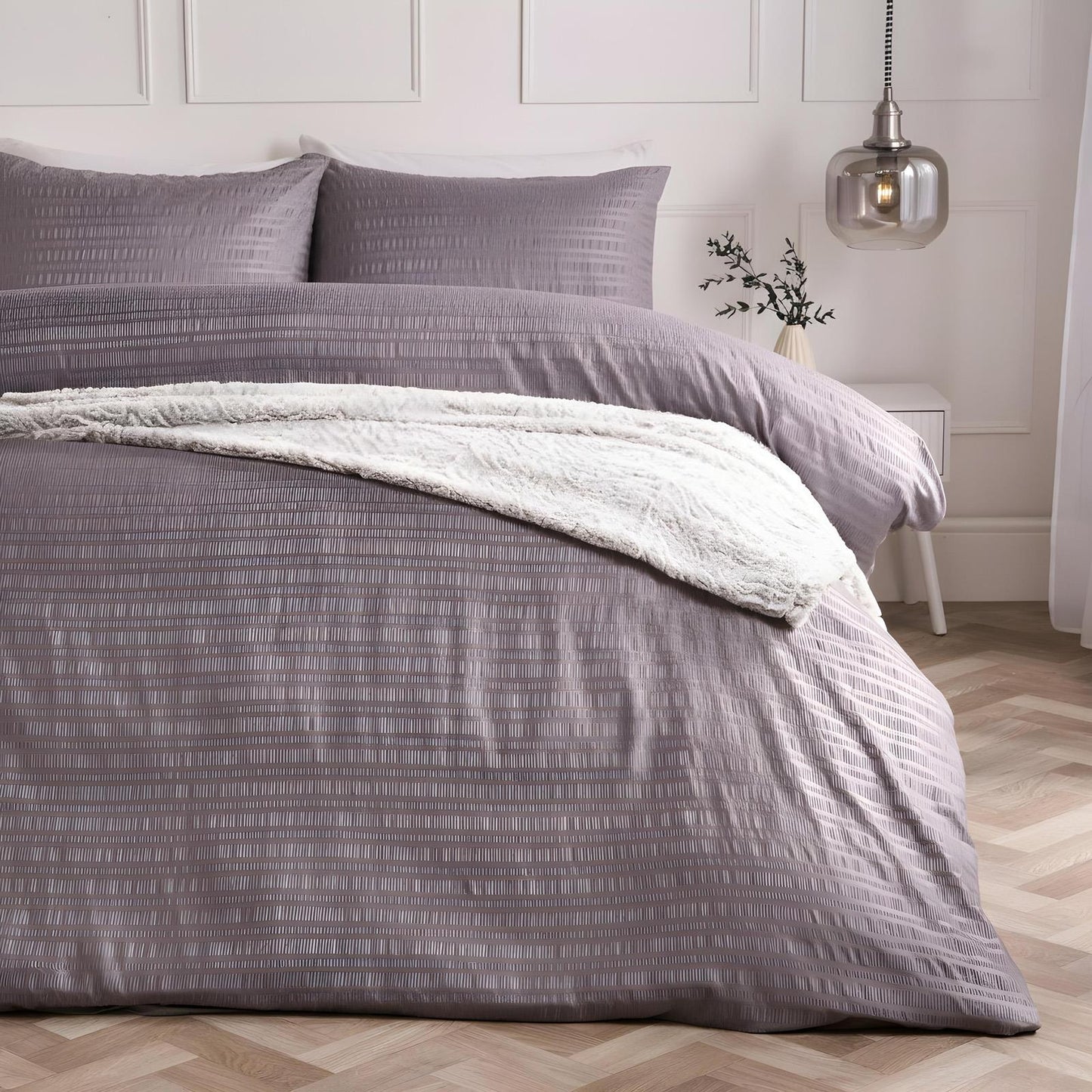 OHS Embossed Bedding Set Textured Duvet Cover with Pillowcase