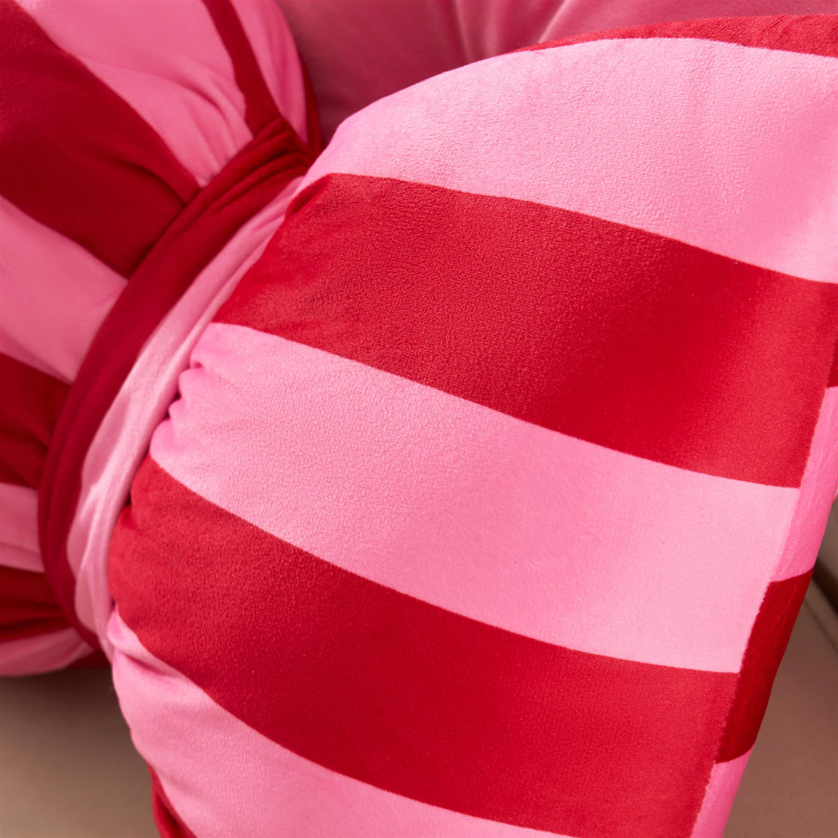 OHS Bow Shaped Cushion Striped Matte Velvet Novelty Decorative Scatter Pillow