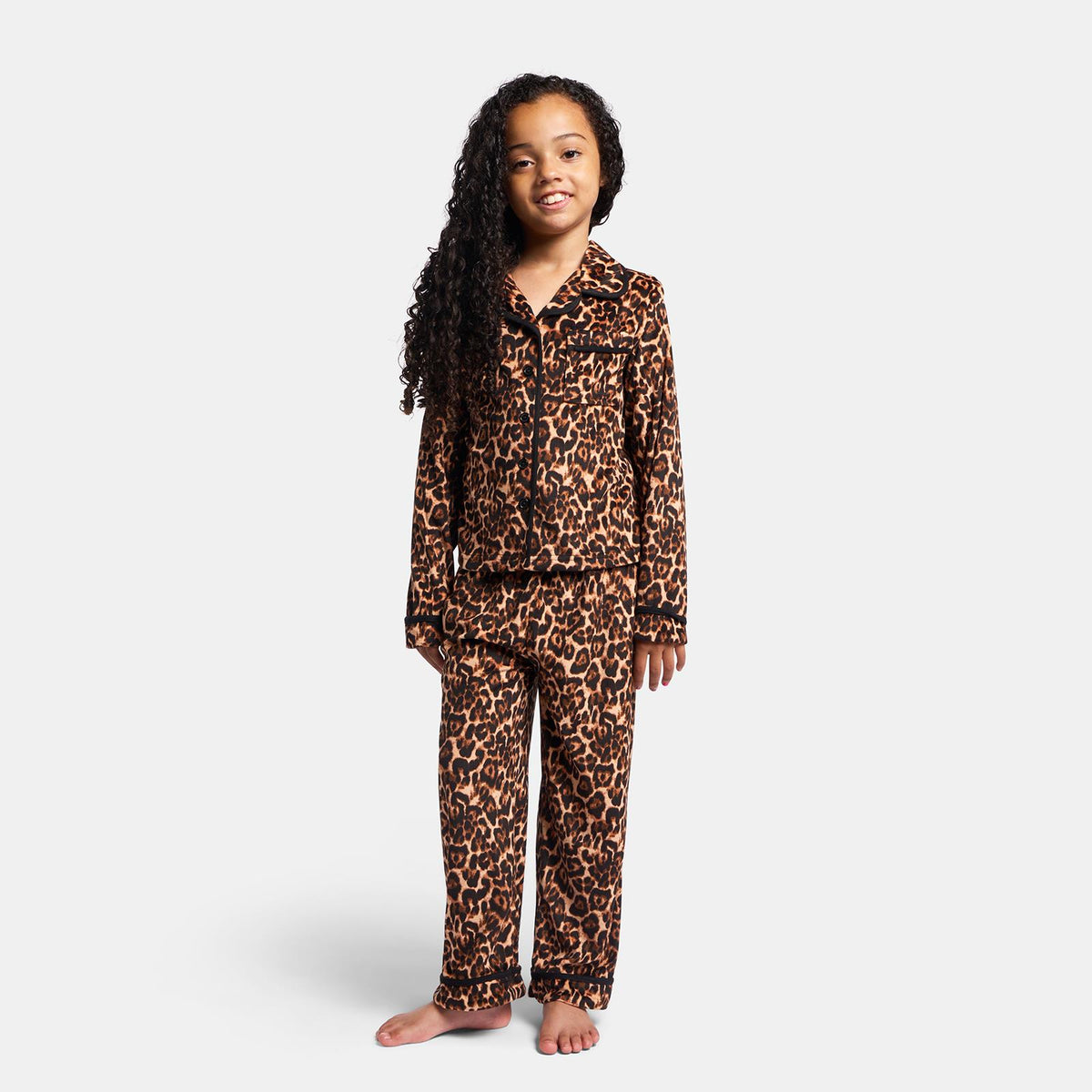 OHS Print Pyjama Set Button Through Soft Womens Kids Loungewear Nightwear