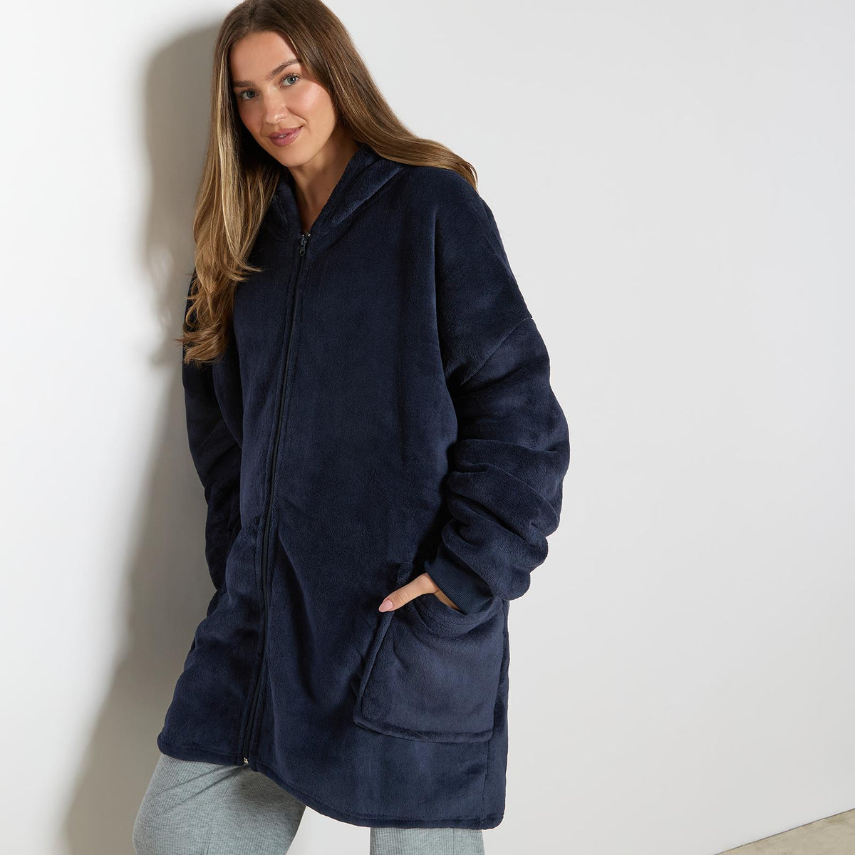 OHS Zip Up Hoodie Blanket Oversized Sherpa Fleece Thermal Sweatshirt Jumper