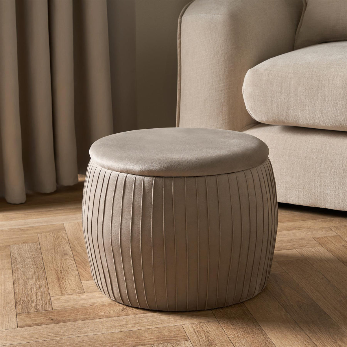 Ottoman Storage Stool Matte Velvet Pleated Home Decor Vanity Pouffe Chair Seat