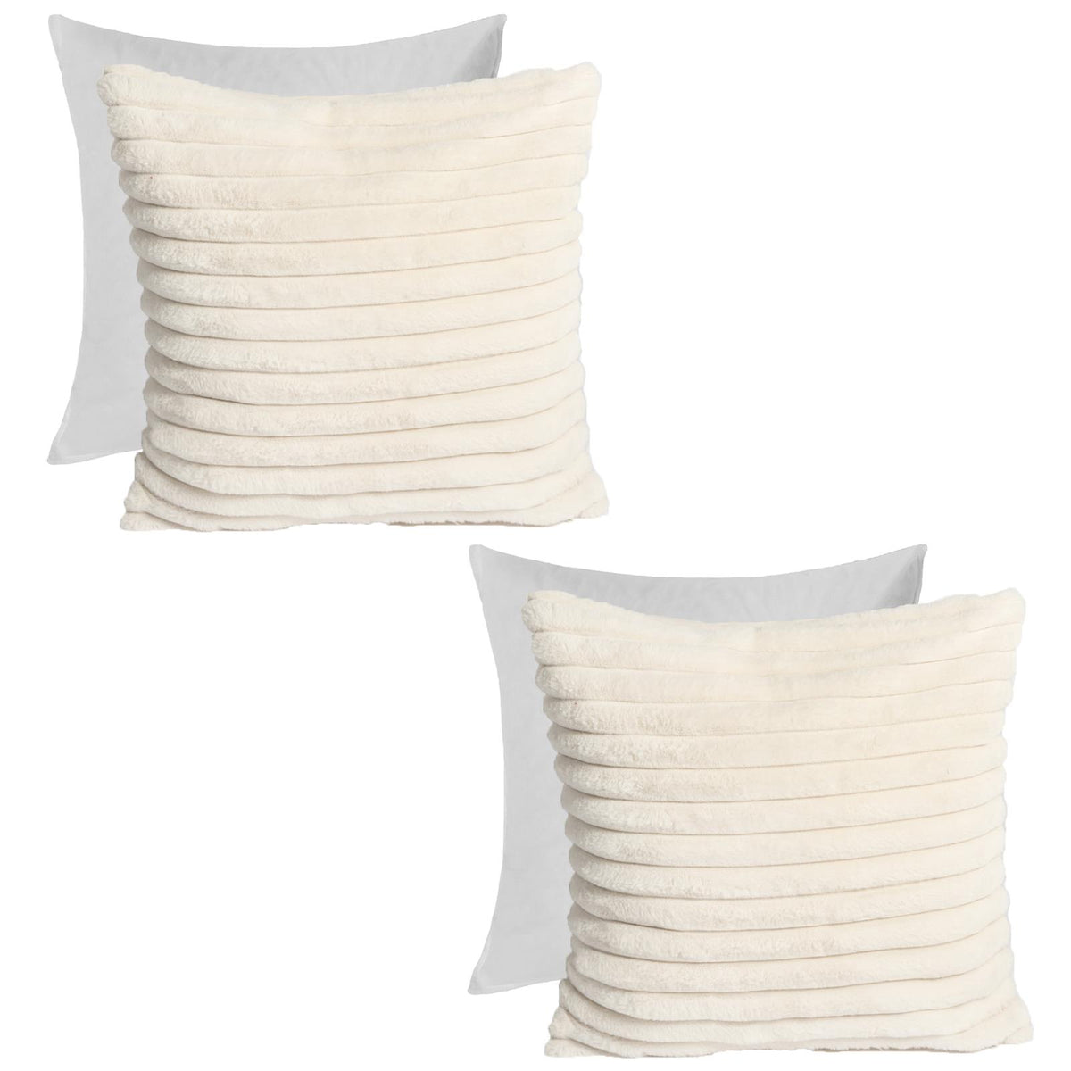 OHS Thick Rib Cushion Covers Faux Fur Soft Fleece Square Pillowcases Home Decor