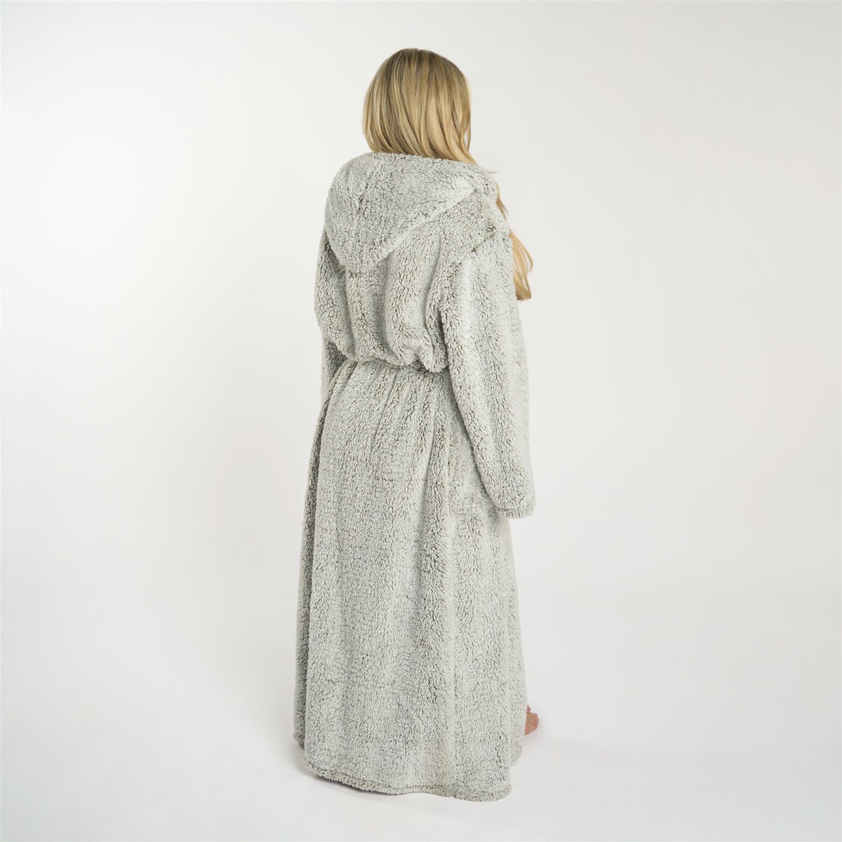 OHS Teddy Marl Fleece Soft Adults Dressing Gown Unisex Full-Length Robe