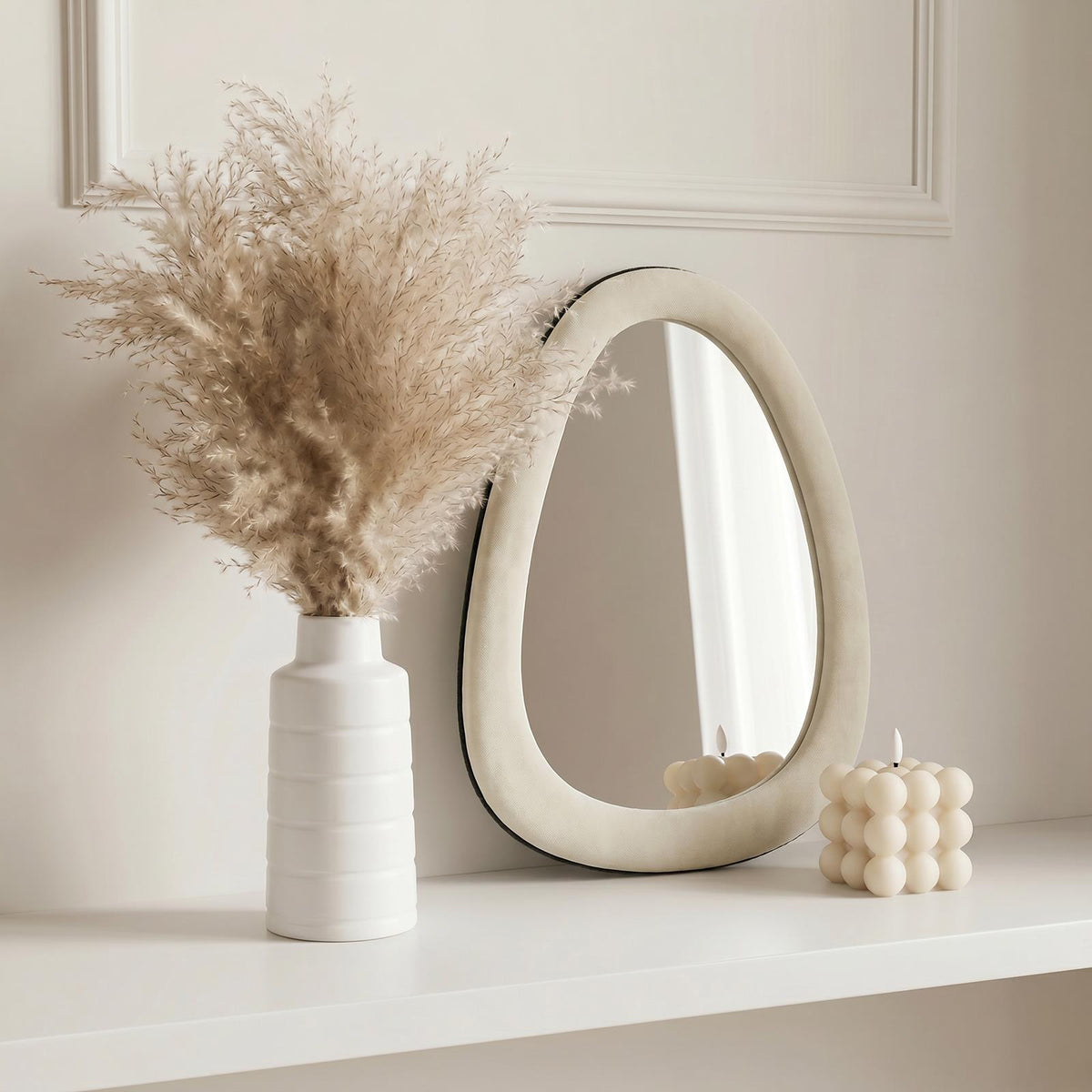 OHS Wall Mirror Matte Velvet Irregular Home Decor Vanity Living Room Bedroom