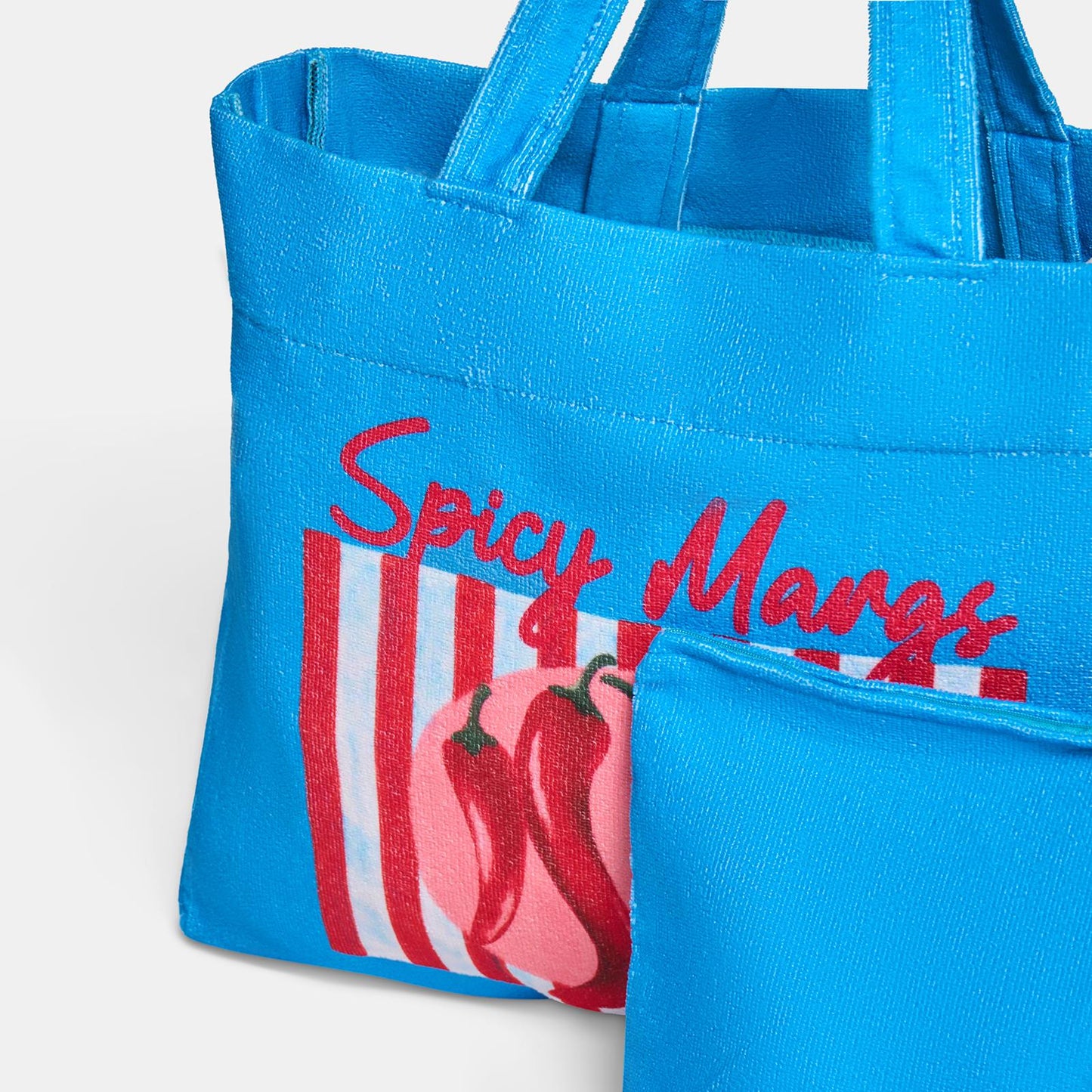 OHS Fun Print Beach Bag with Pouch Towelling Shoulder Tote Bag Holiday Travel